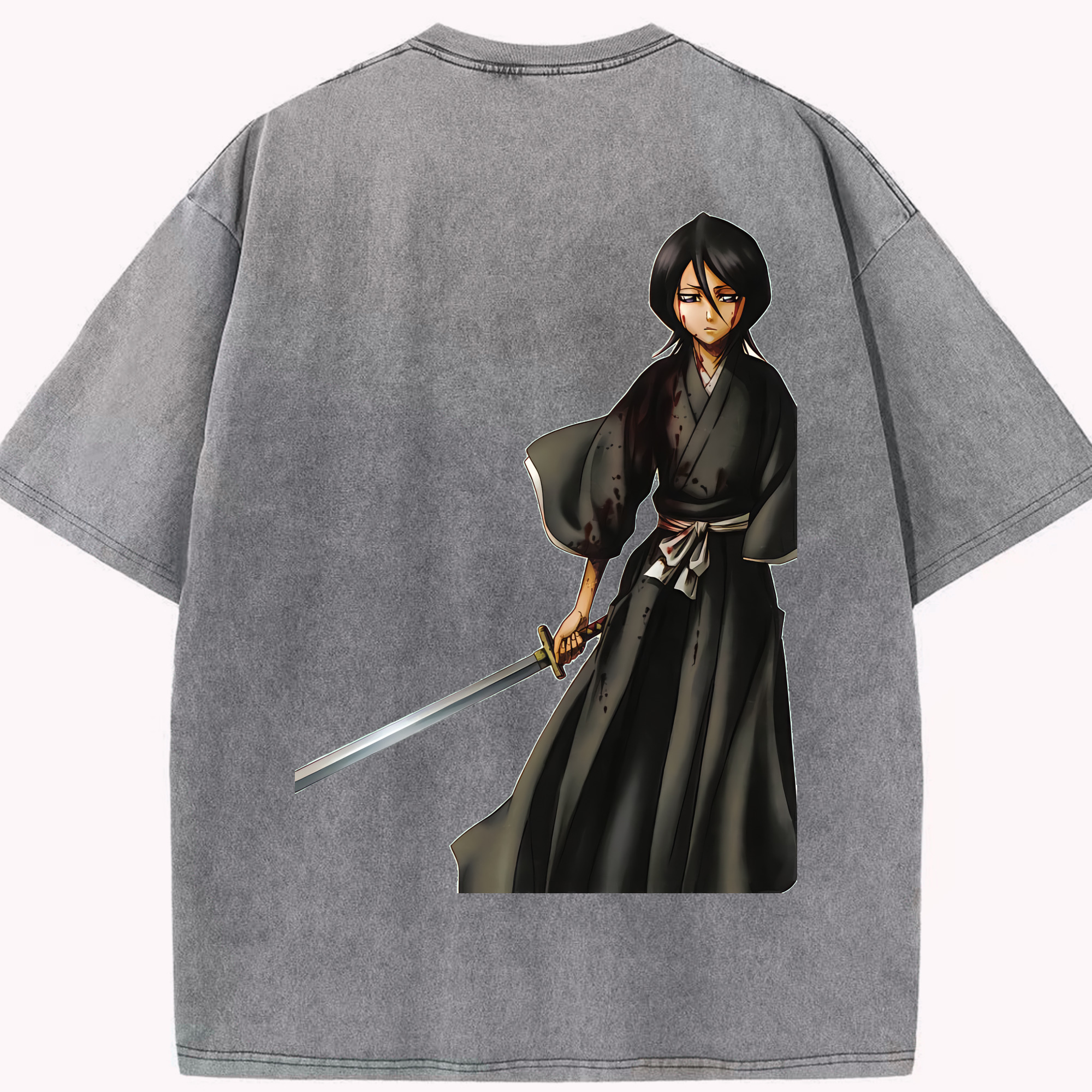 （画像用） ブリーチ 朽木ルキア BLEACH Kuchiki Rukia 綿100% ヴィンテージ風 半袖Tシャツ（背面プリント）