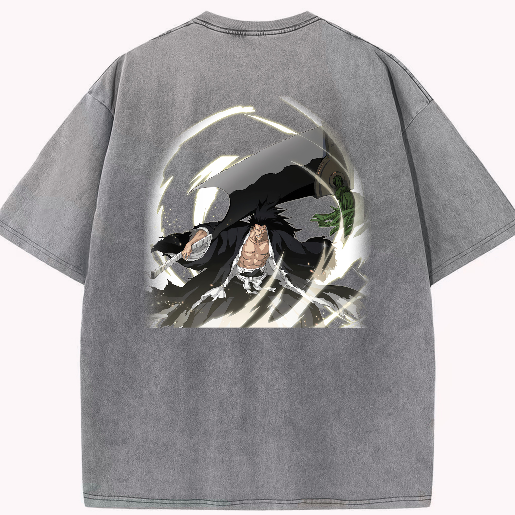 （画像用） ブリーチ ざらき けんぱち BLEACH Zaraki Kenpachi 綿100% ヴィンテージ風 半袖Tシャツ（背面プリント）