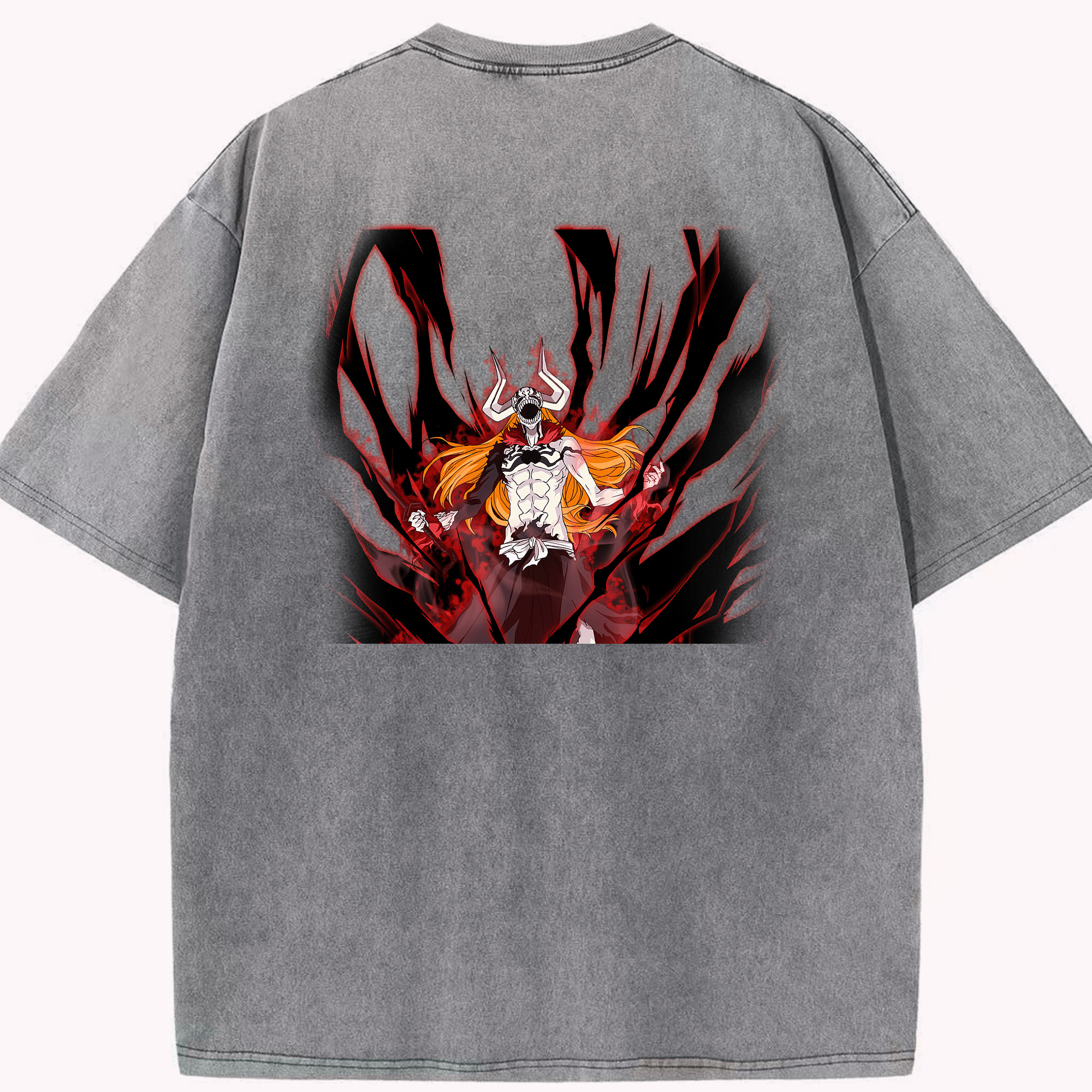 （画像用） ブリーチ 黒崎一護（くろさき いちご）BLEACH Kurosaki Ichigo 綿100% ヴィンテージ風 半袖Tシャツ（背面プリント）