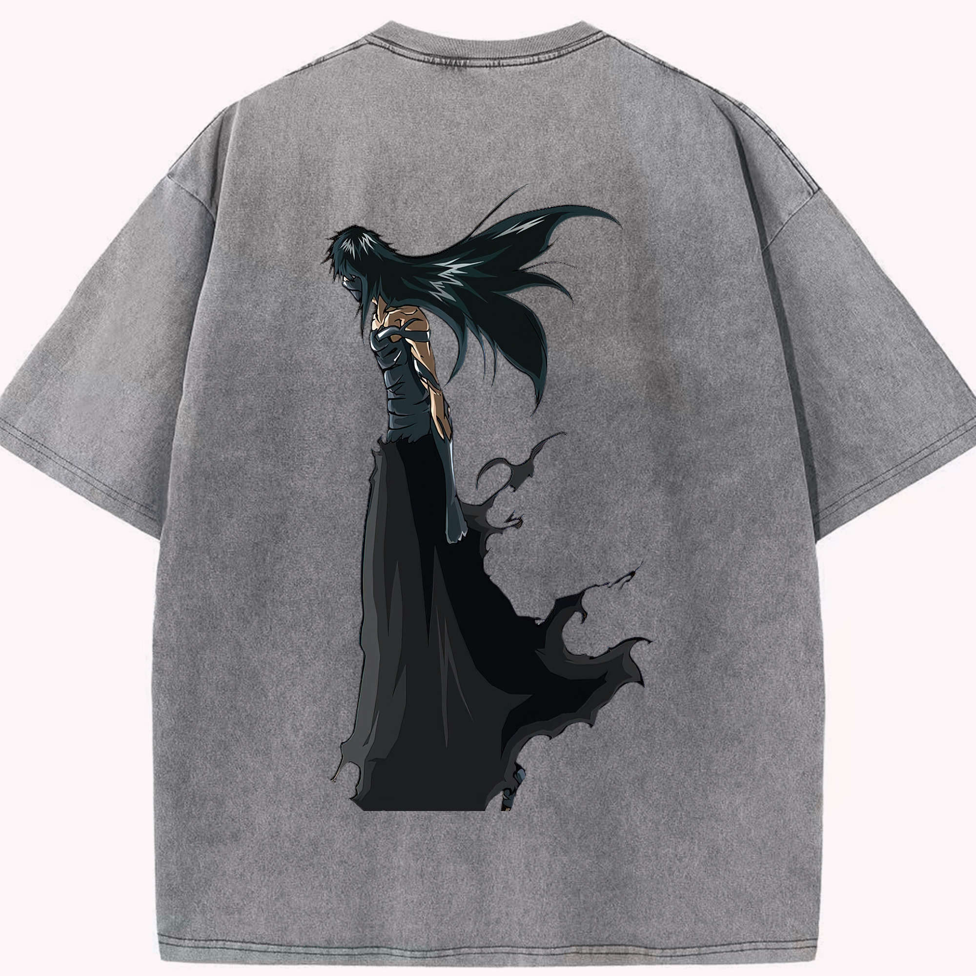 （画像用） ブリーチ 黒崎一護（くろさき いちご）BLEACH Kurosaki Ichigo 綿100% ヴィンテージ風 半袖Tシャツ（背面プリント）