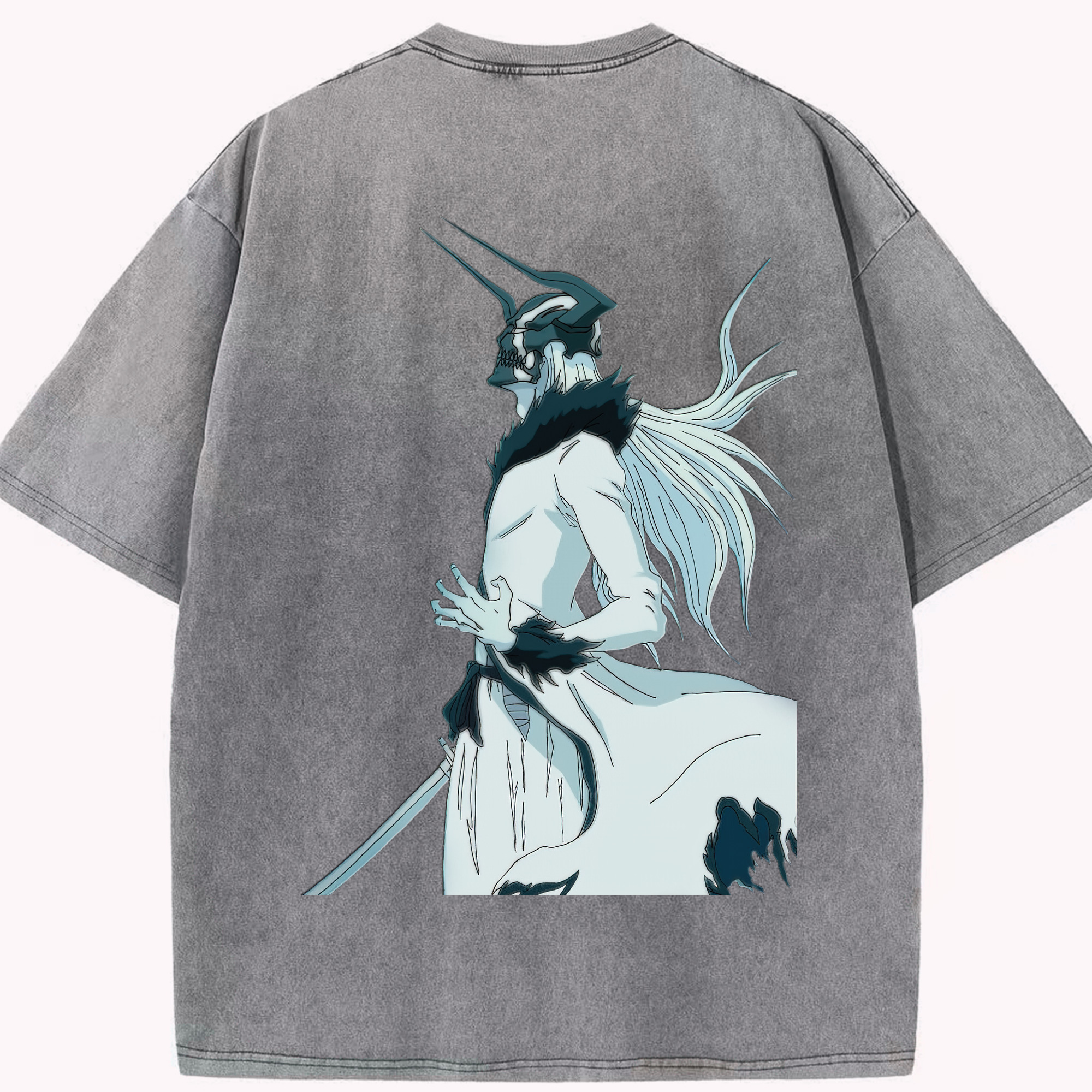 （画像用） ブリーチ 黒崎一護（くろさき いちご）BLEACH Kurosaki Ichigo 綿100% ヴィンテージ風 半袖Tシャツ（背面プリント）