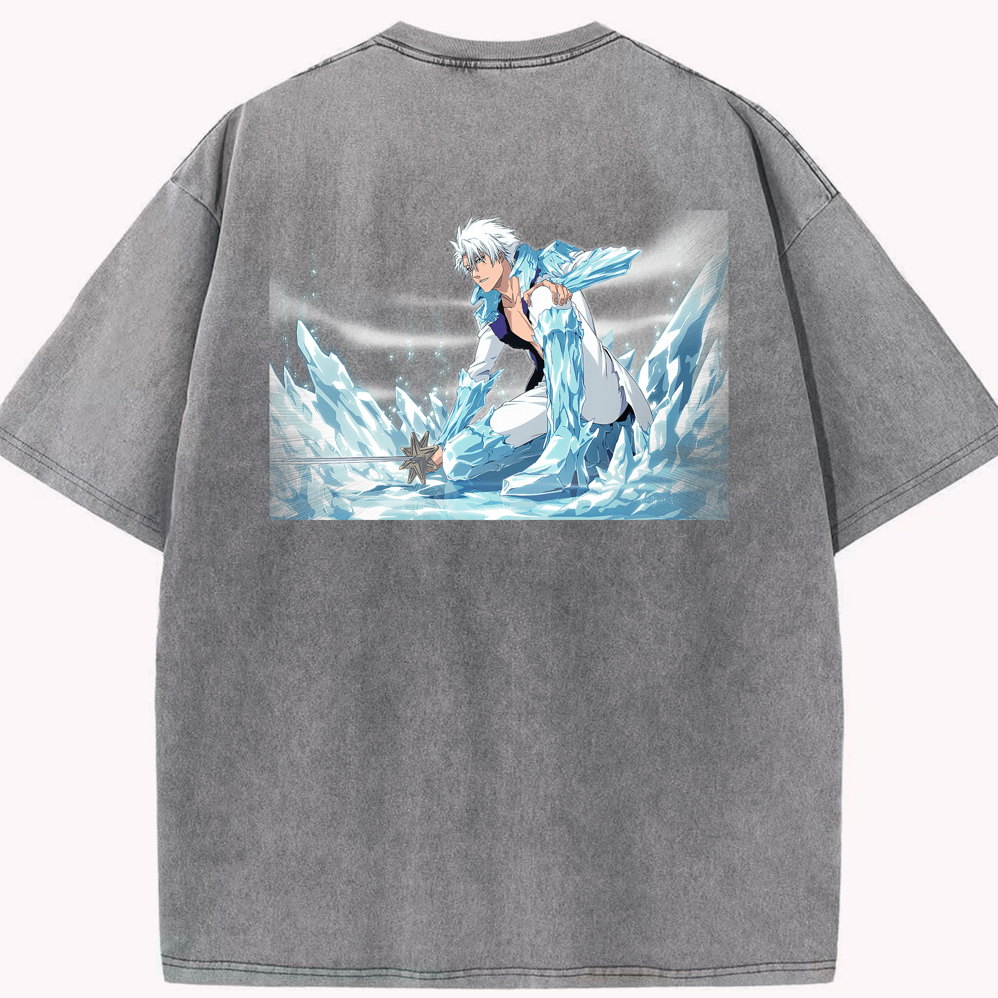 （画像用） ブリーチ 日番谷冬獅郎（ひつがや とうしろう） BLEACH Hitsugaya Toushirou 綿100% ヴィンテージ風 半袖Tシャツ（背面プリント）