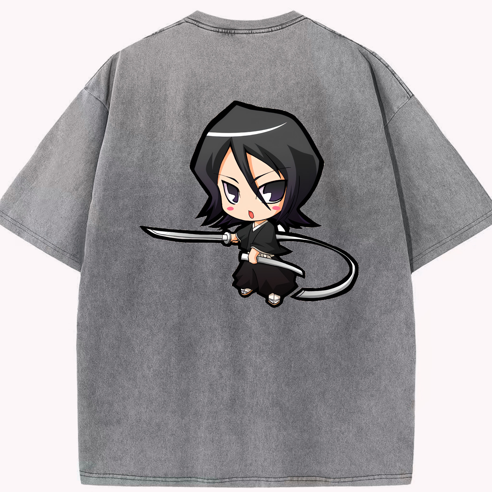 （画像用） ブリーチ 朽木ルキア BLEACH Kuchiki Rukia 綿100% ヴィンテージ風 半袖Tシャツ（背面プリント）