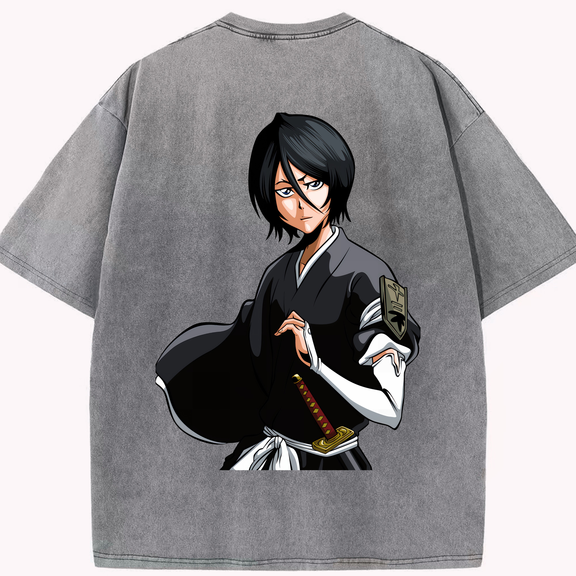 （画像用） ブリーチ 朽木ルキア BLEACH Kuchiki Rukia 綿100% ヴィンテージ風 半袖Tシャツ（背面プリント）
