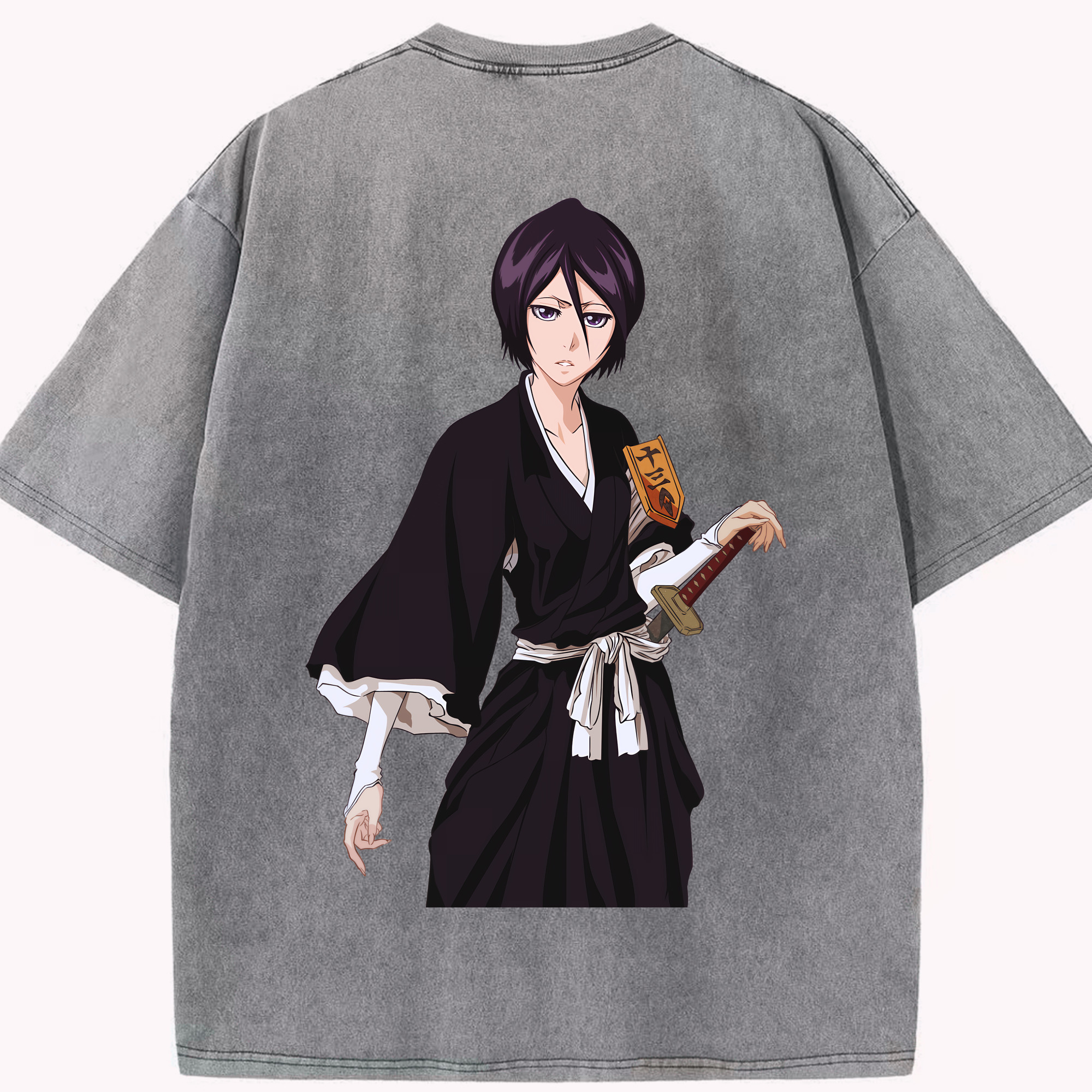 （画像用） ブリーチ 朽木ルキア BLEACH Kuchiki Rukia 綿100% ヴィンテージ風 半袖Tシャツ（背面プリント）