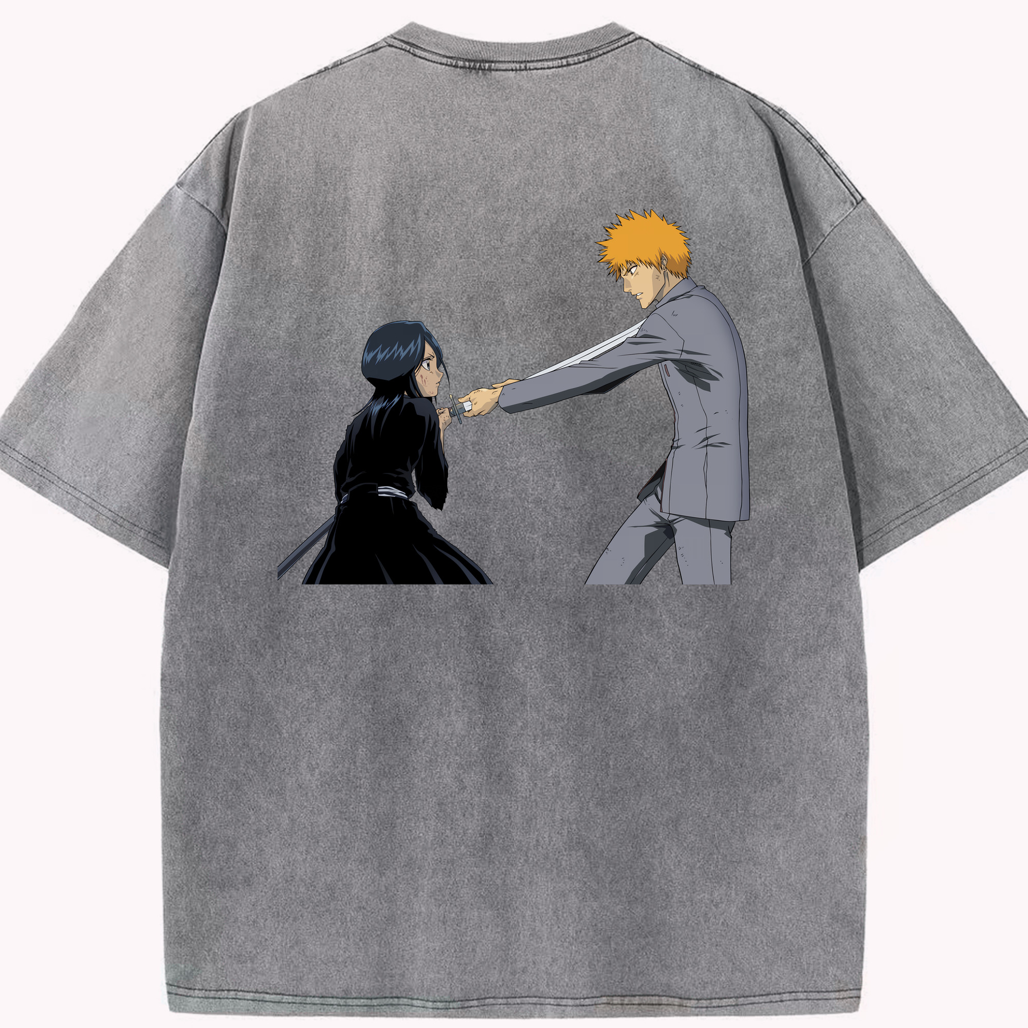（画像用） ブリーチ 朽木ルキア BLEACH Kuchiki Rukia 綿100% ヴィンテージ風 半袖Tシャツ（背面プリント）