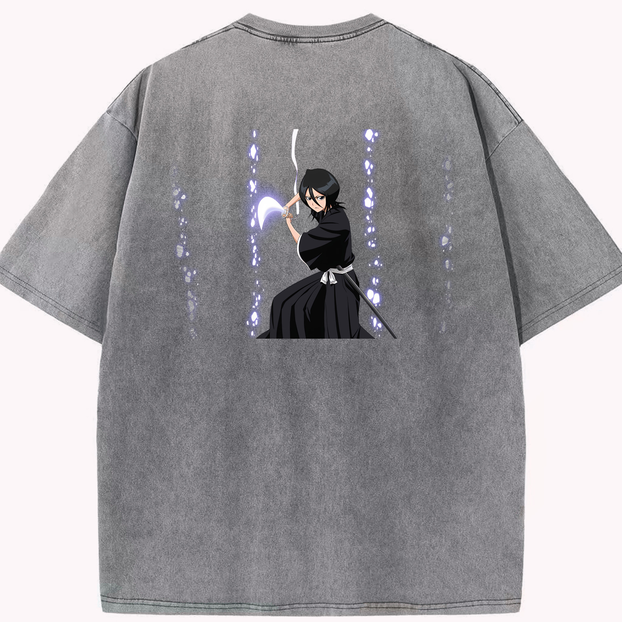 （画像用） ブリーチ 朽木ルキア BLEACH Kuchiki Rukia 綿100% ヴィンテージ風 半袖Tシャツ（背面プリント）