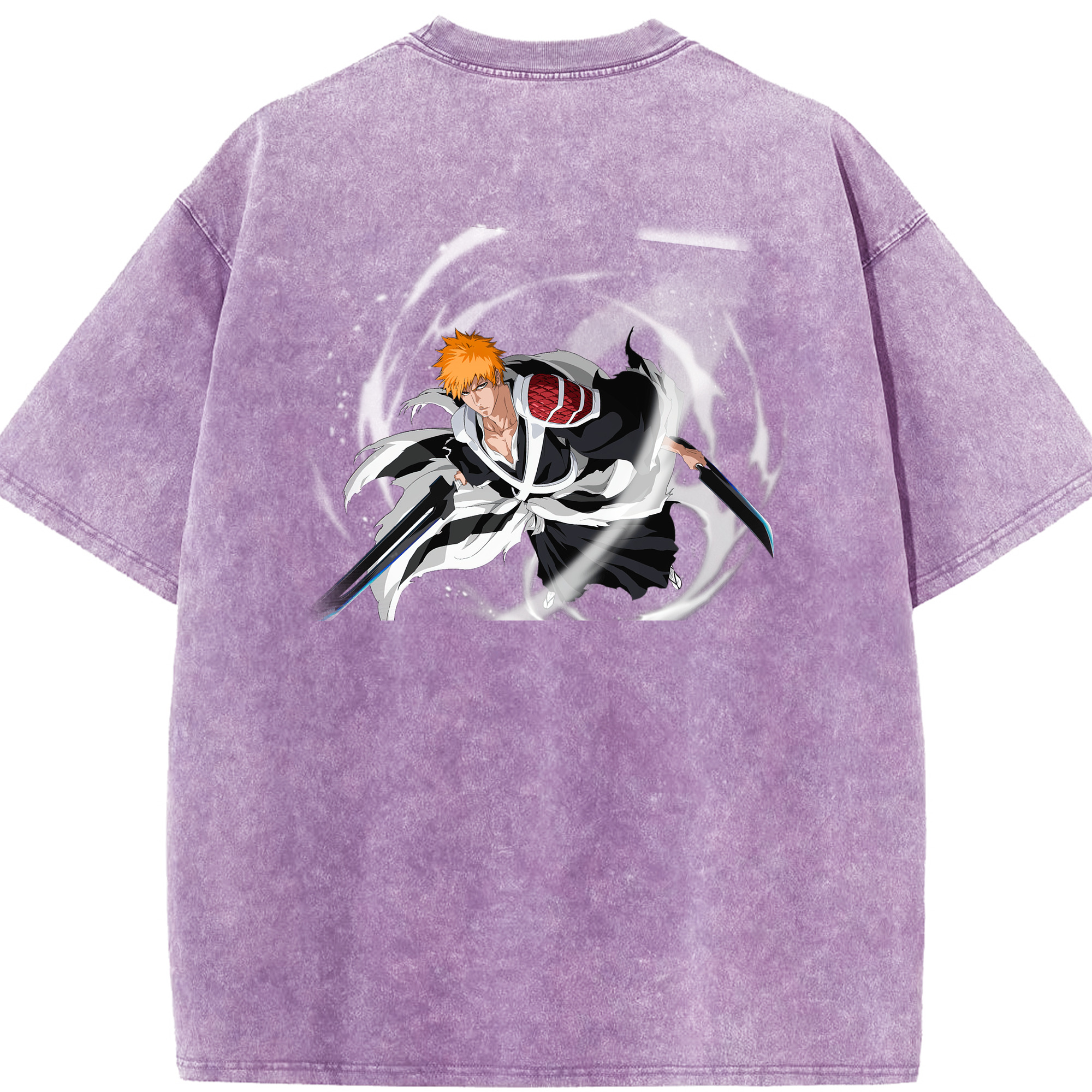 （画像用） ブリーチ 黒崎一護（くろさき いちご）BLEACH Kurosaki Ichigo 綿100% ヴィンテージ風 半袖Tシャツ（背面プリント）