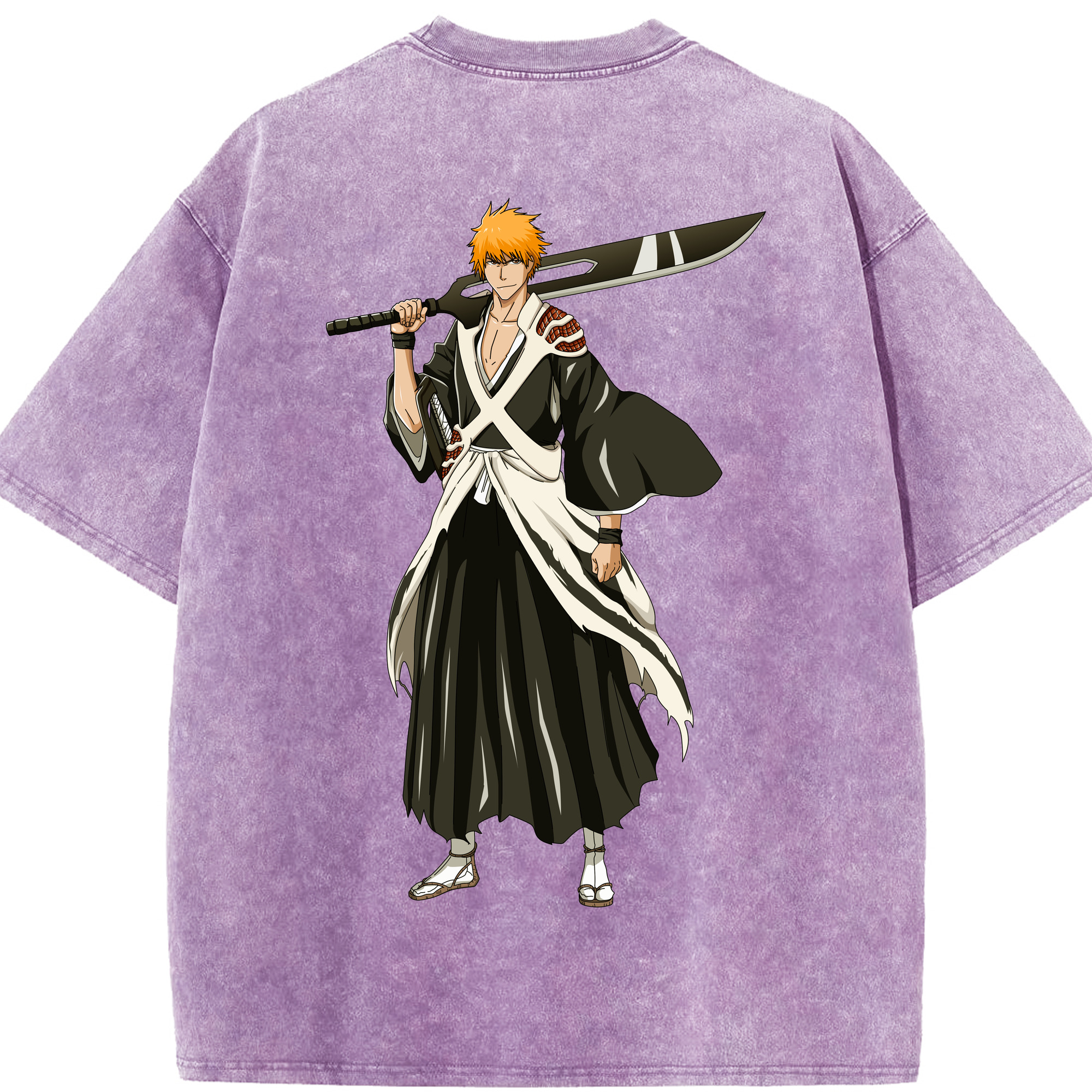 （画像用） ブリーチ 黒崎一護（くろさき いちご）BLEACH Kurosaki Ichigo 綿100% ヴィンテージ風 半袖Tシャツ（背面プリント）