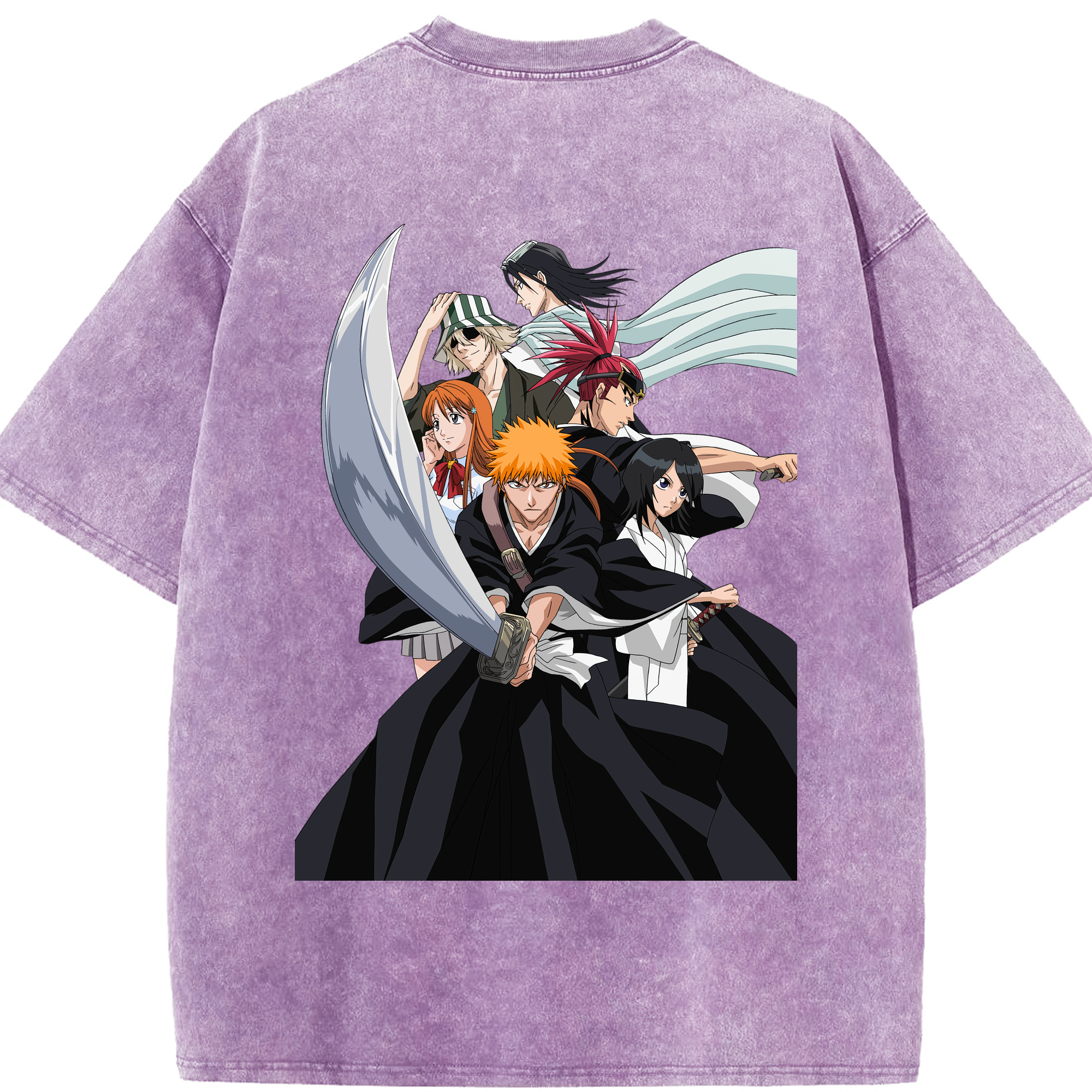 （画像用） ブリーチ 黒崎一護（くろさき いちご）BLEACH Kurosaki Ichigo 綿100% ヴィンテージ風 半袖Tシャツ（背面プリント）