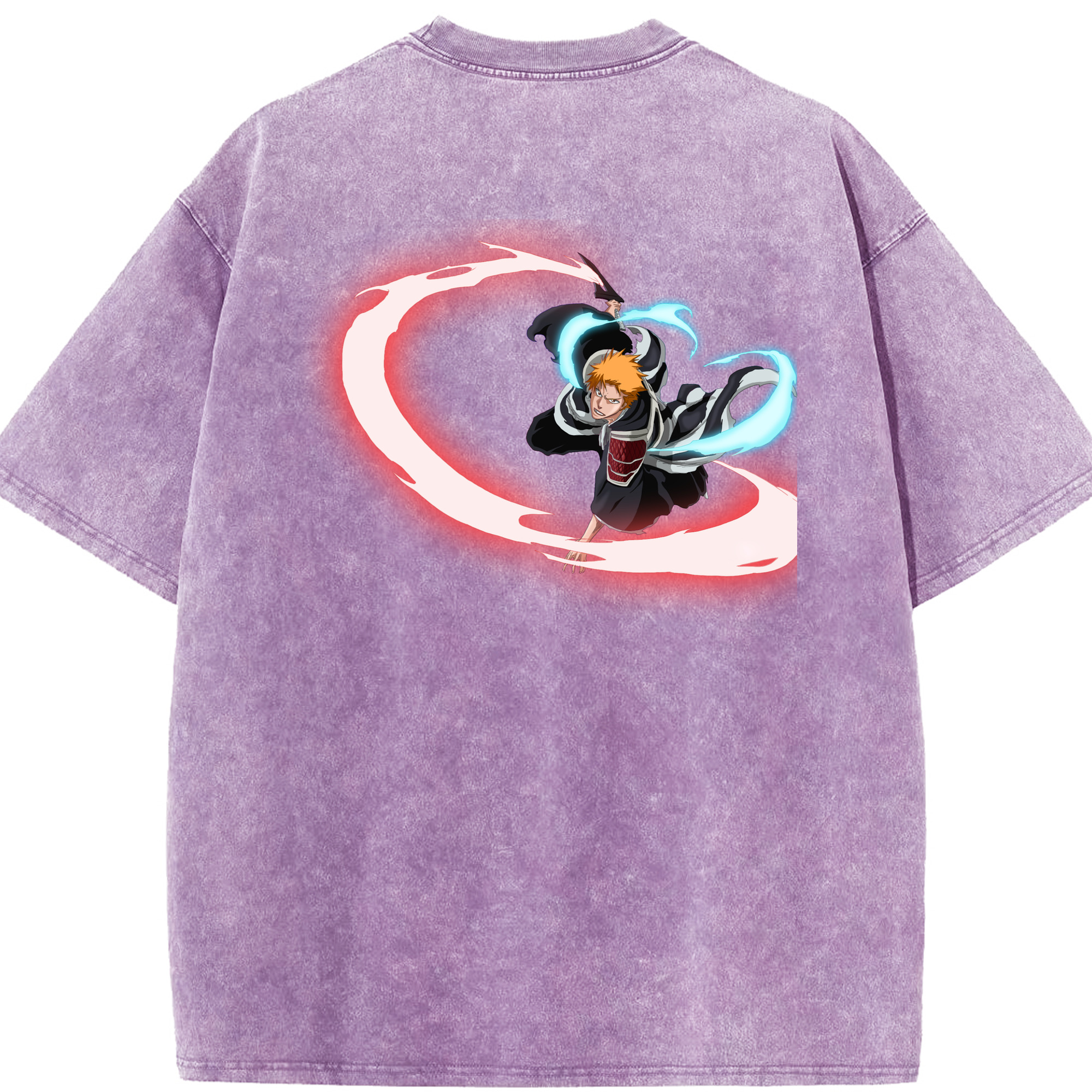 （画像用） ブリーチ 黒崎一護（くろさき いちご）BLEACH Kurosaki Ichigo 綿100% ヴィンテージ風 半袖Tシャツ（背面プリント）