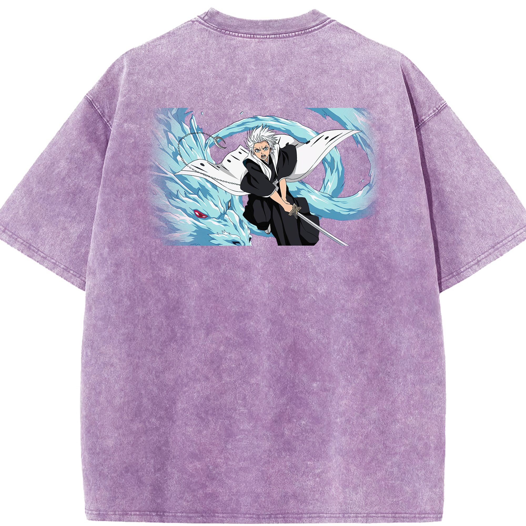 （画像用） ブリーチ 日番谷冬獅郎（ひつがや とうしろう） BLEACH Hitsugaya Toushirou 綿100% ヴィンテージ風 半袖Tシャツ（背面プリント）