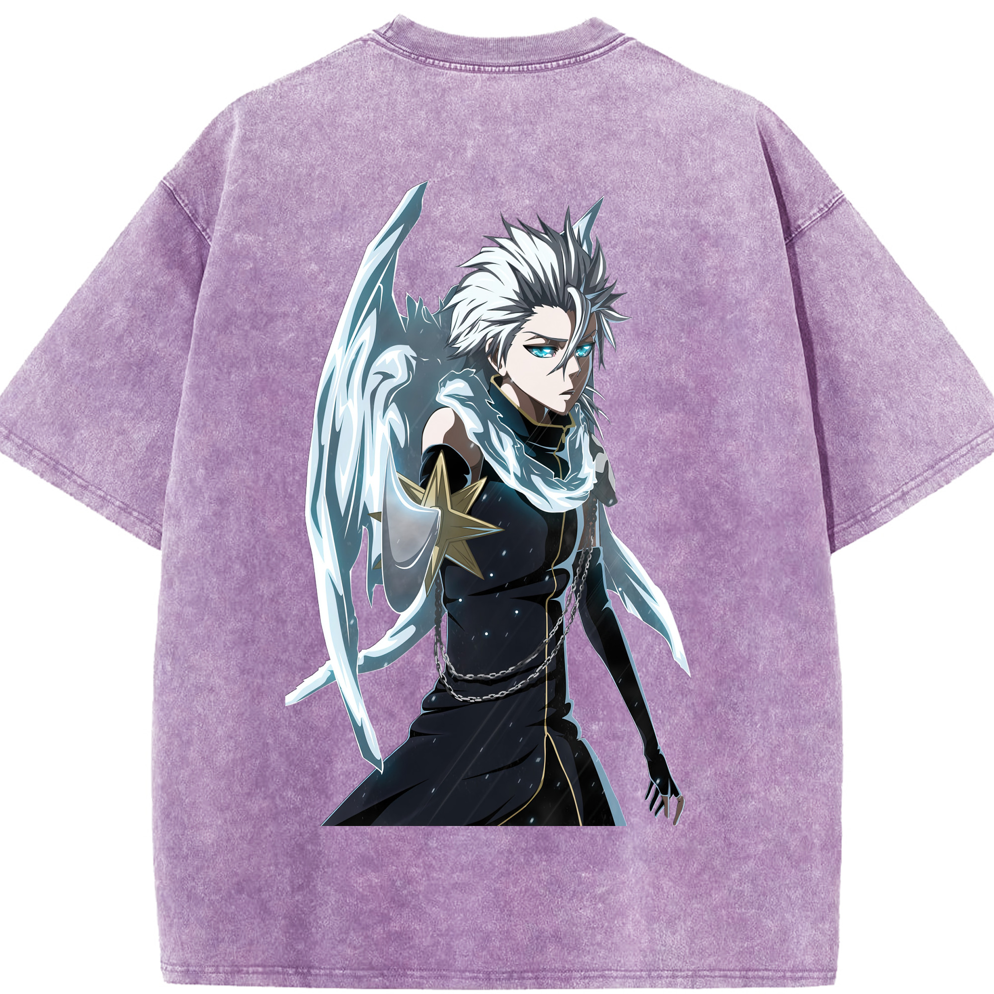 （画像用） ブリーチ 日番谷冬獅郎（ひつがや とうしろう） BLEACH Hitsugaya Toushirou 綿100% ヴィンテージ風 半袖Tシャツ（背面プリント）