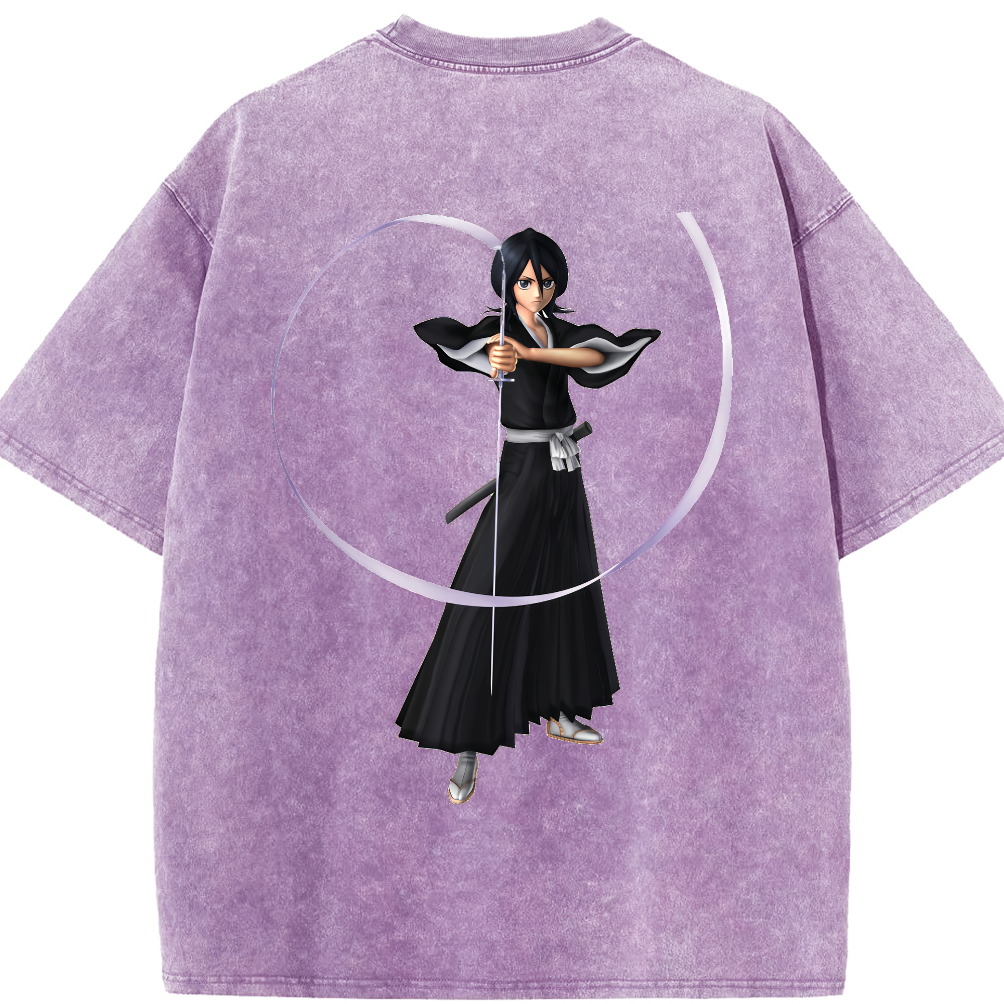 （画像用） ブリーチ 朽木ルキア BLEACH Kuchiki Rukia 綿100% ヴィンテージ風 半袖Tシャツ（背面プリント）