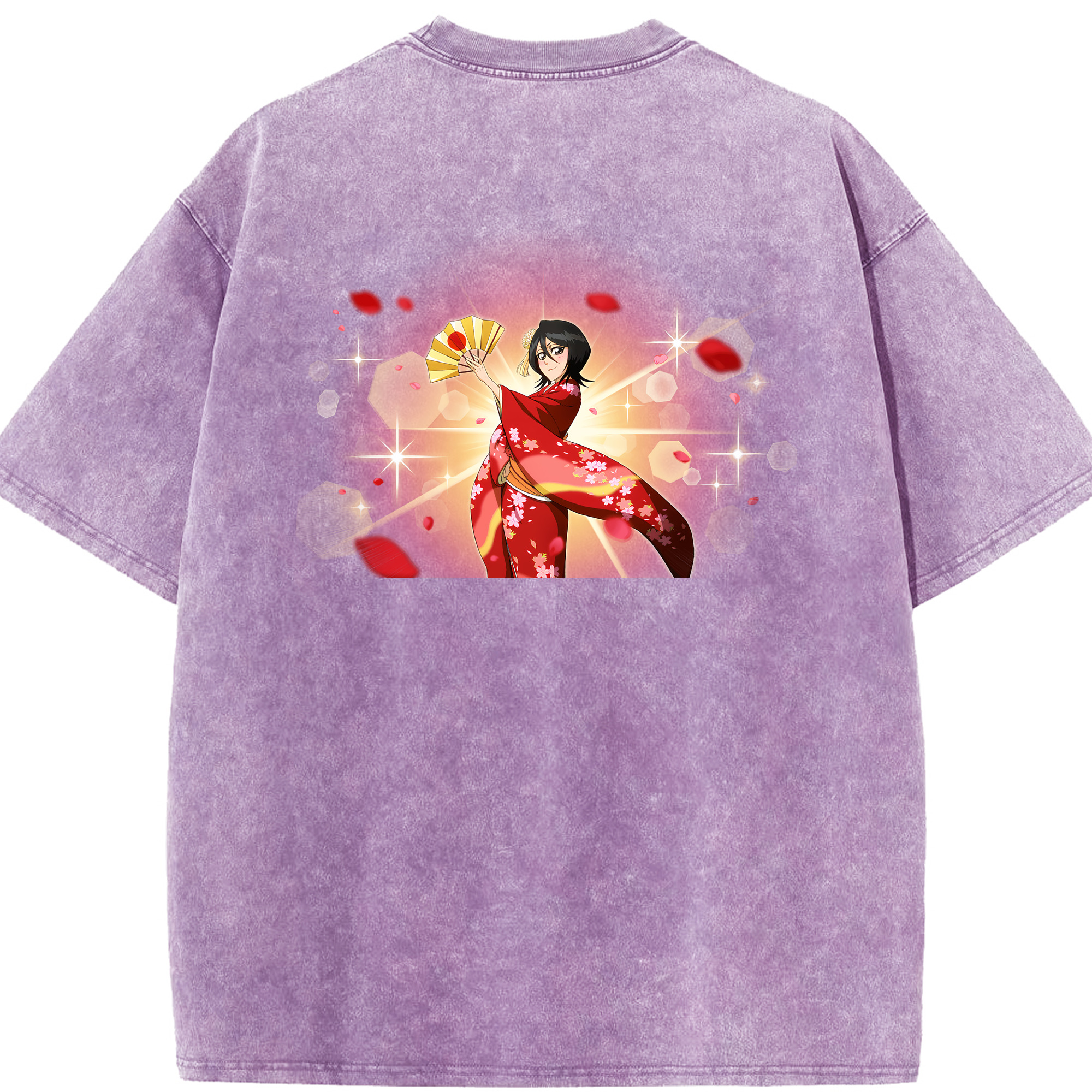 （画像用） ブリーチ 朽木ルキア BLEACH Kuchiki Rukia 綿100% ヴィンテージ風 半袖Tシャツ（背面プリント）