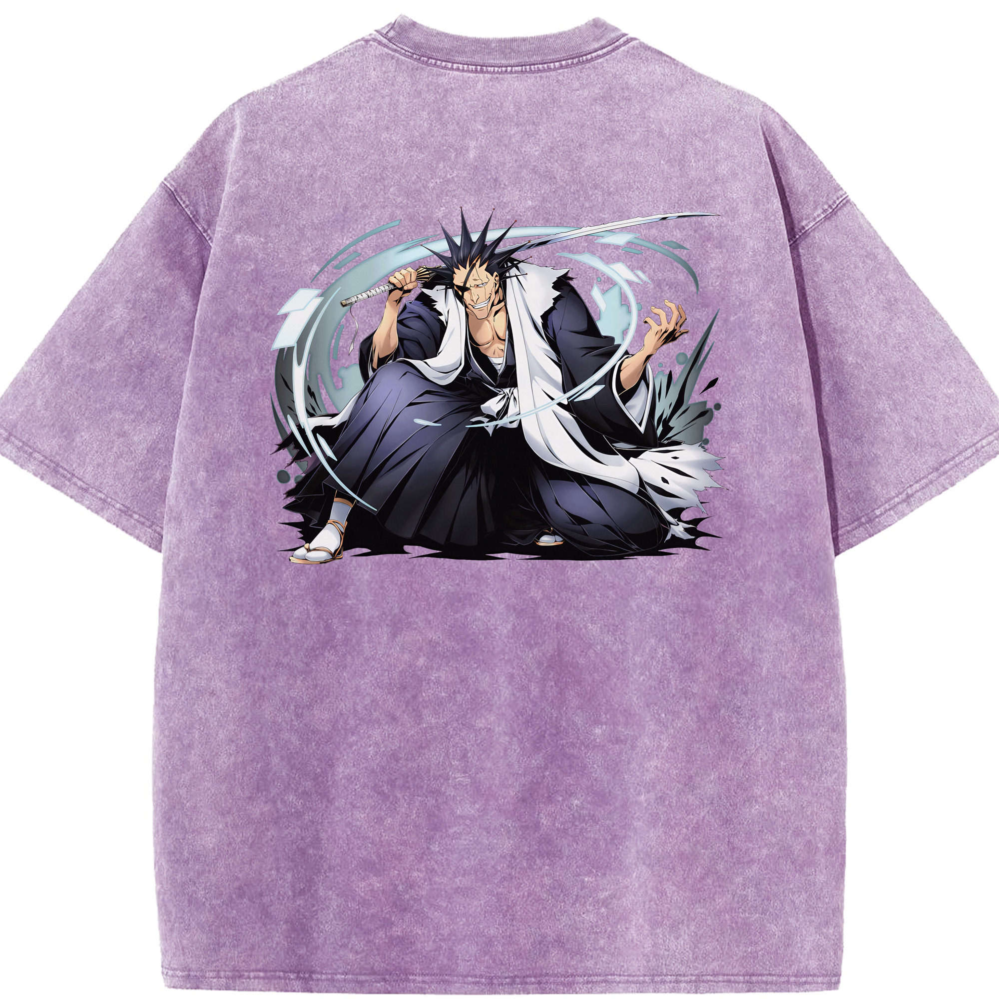 （画像用） ブリーチ ざらき けんぱち BLEACH Zaraki Kenpachi 綿100% ヴィンテージ風 半袖Tシャツ（背面プリント）