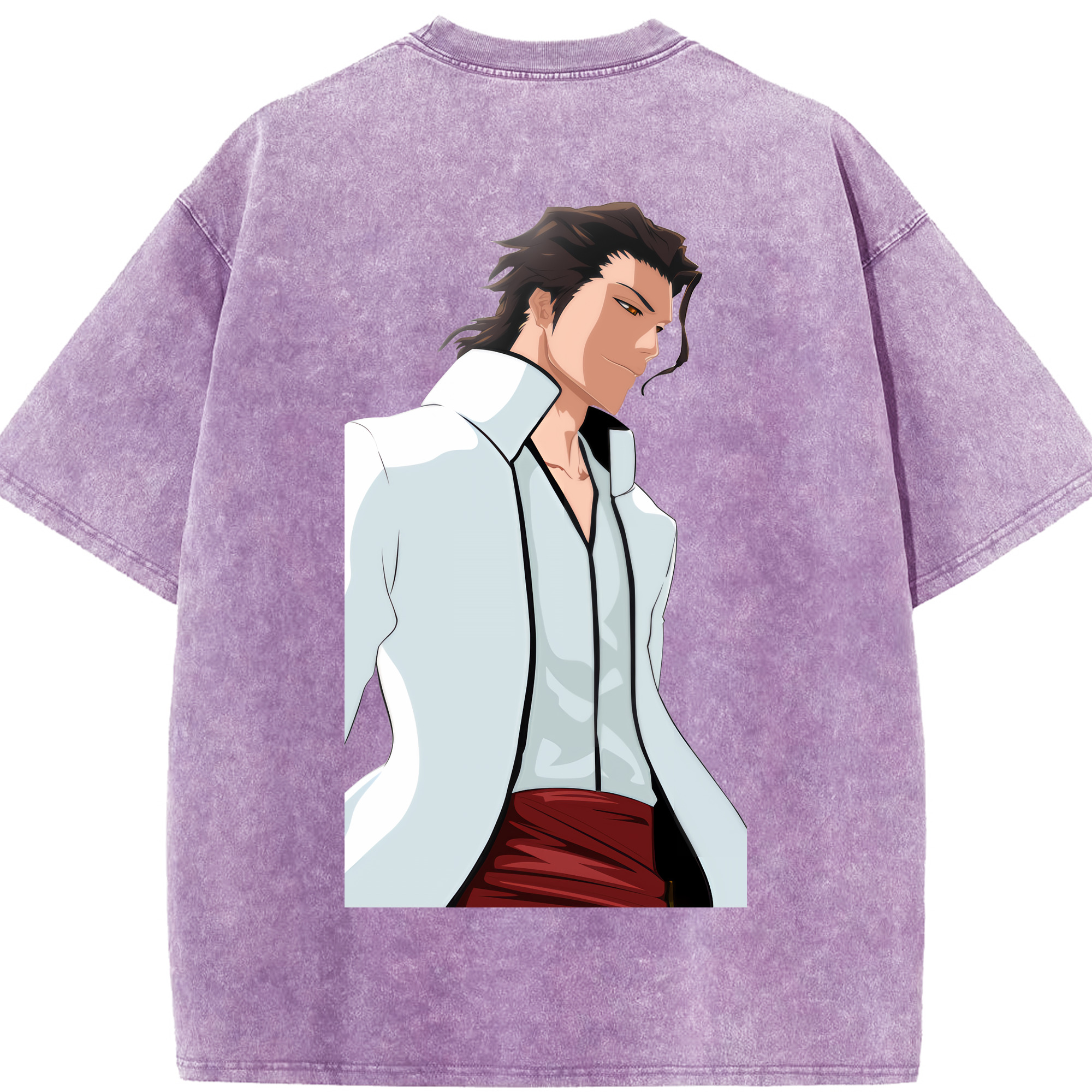 （画像用） ブリーチ 藍染 惣右介（あいぜん そうすけ） BLEACH Aizen Sousuke 綿100% ヴィンテージ風 半袖Tシャツ（背面プリント）
