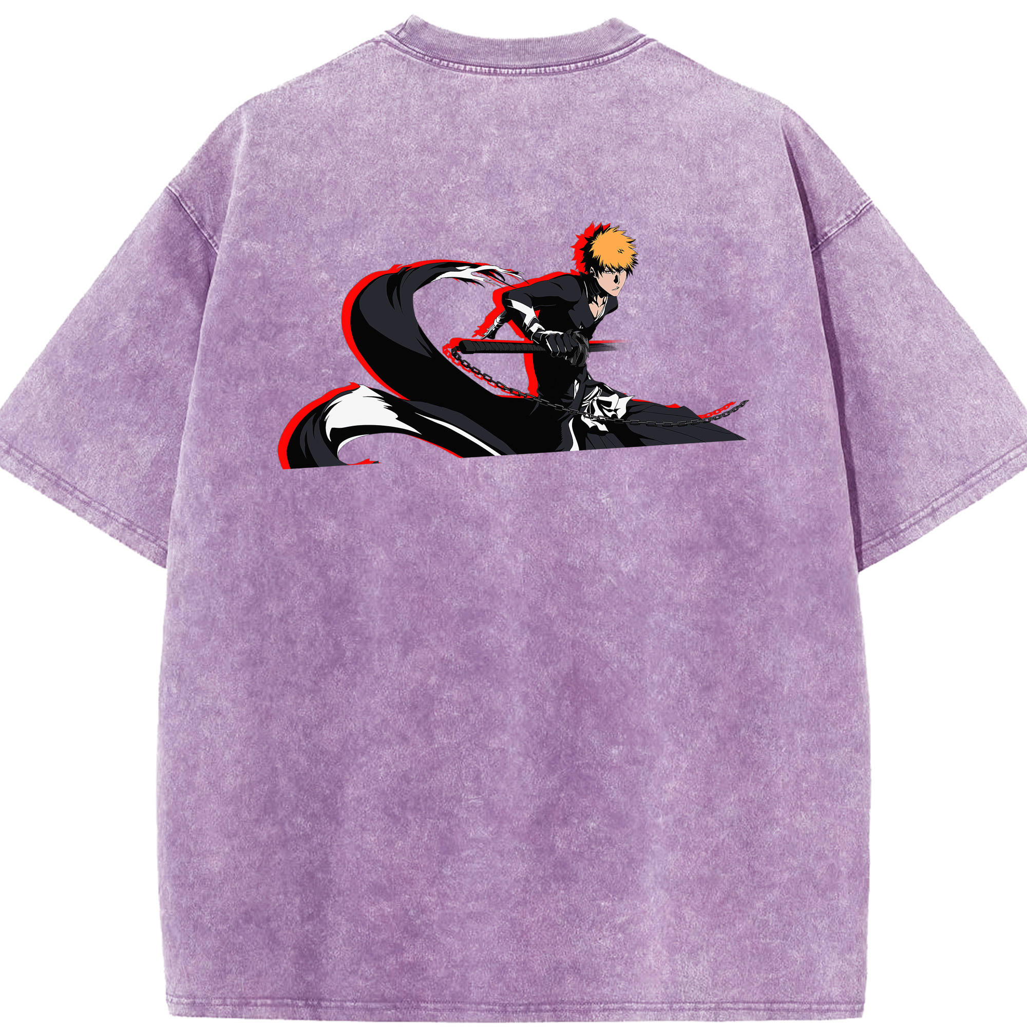 （画像用） ブリーチ 黒崎一護（くろさき いちご）BLEACH Kurosaki Ichigo 綿100% ヴィンテージ風 半袖Tシャツ（背面プリント）