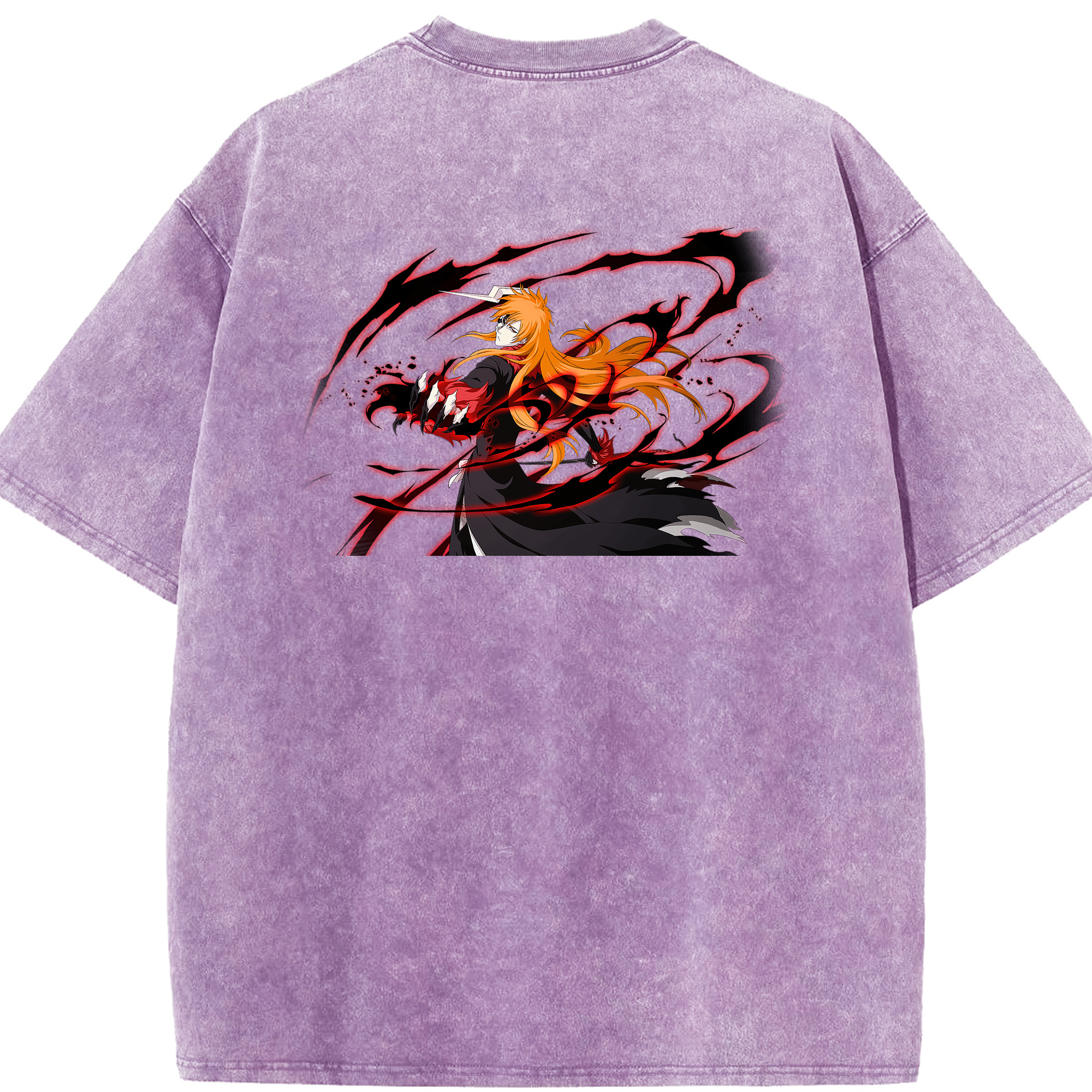（画像用） ブリーチ 黒崎一護（くろさき いちご）BLEACH Kurosaki Ichigo 綿100% ヴィンテージ風 半袖Tシャツ（背面プリント）