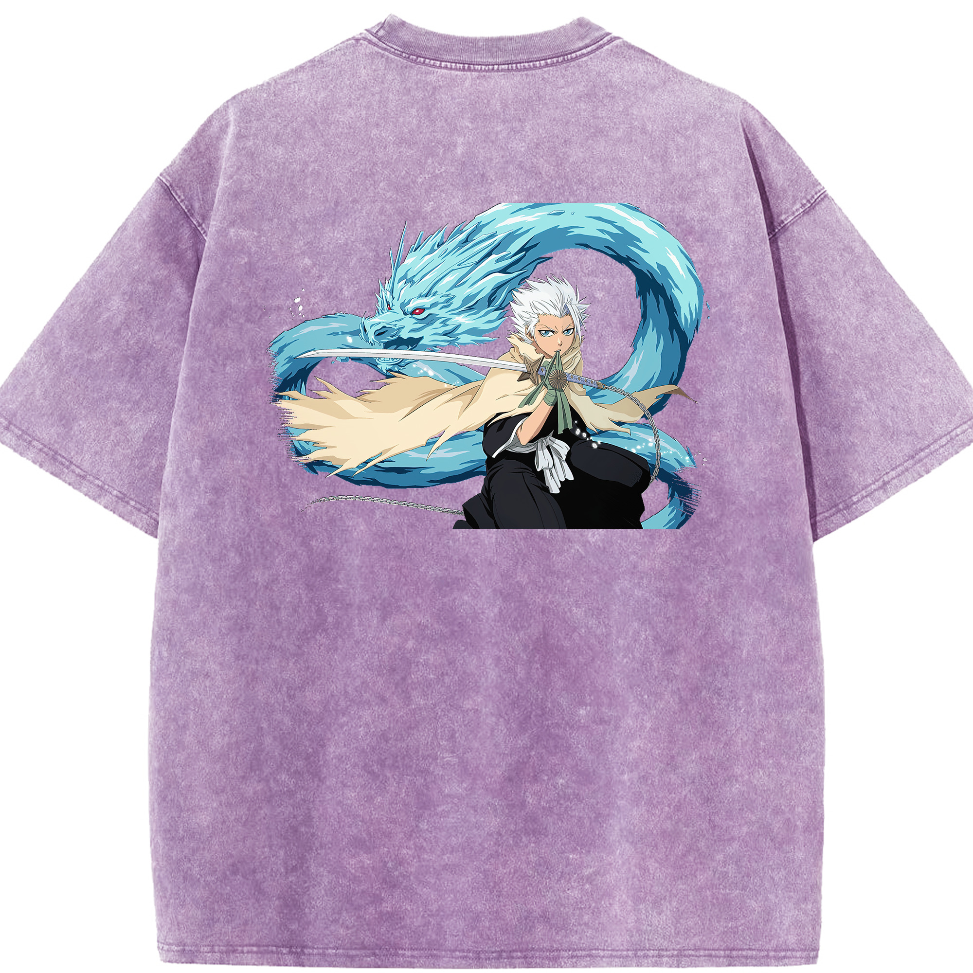 （画像用） ブリーチ 日番谷冬獅郎（ひつがや とうしろう） BLEACH Hitsugaya Toushirou 綿100% ヴィンテージ風 半袖Tシャツ（背面プリント）