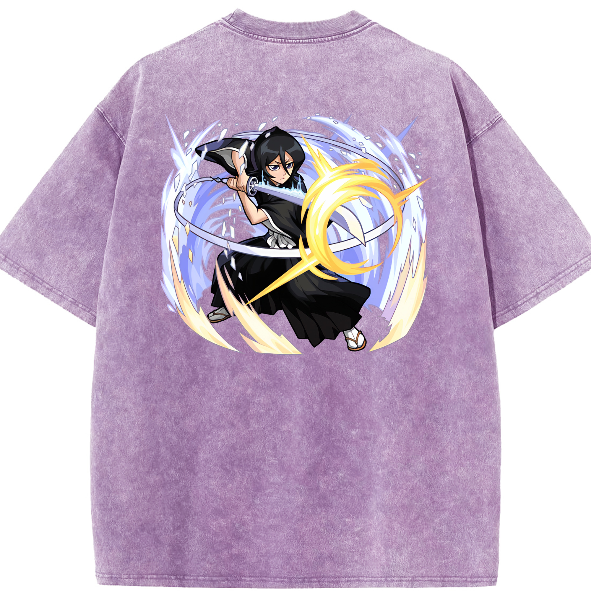 （画像用） ブリーチ 朽木ルキア BLEACH Kuchiki Rukia 綿100% ヴィンテージ風 半袖Tシャツ（背面プリント）