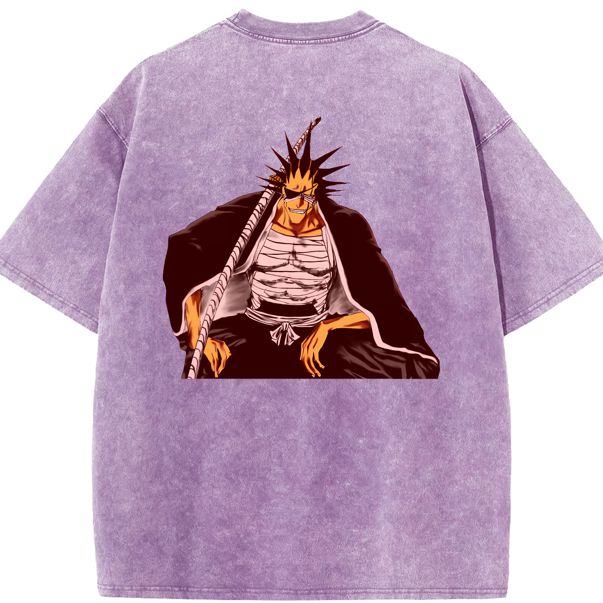 （画像用） ブリーチ ざらき けんぱち BLEACH Zaraki Kenpachi 綿100% ヴィンテージ風 半袖Tシャツ（背面プリント）