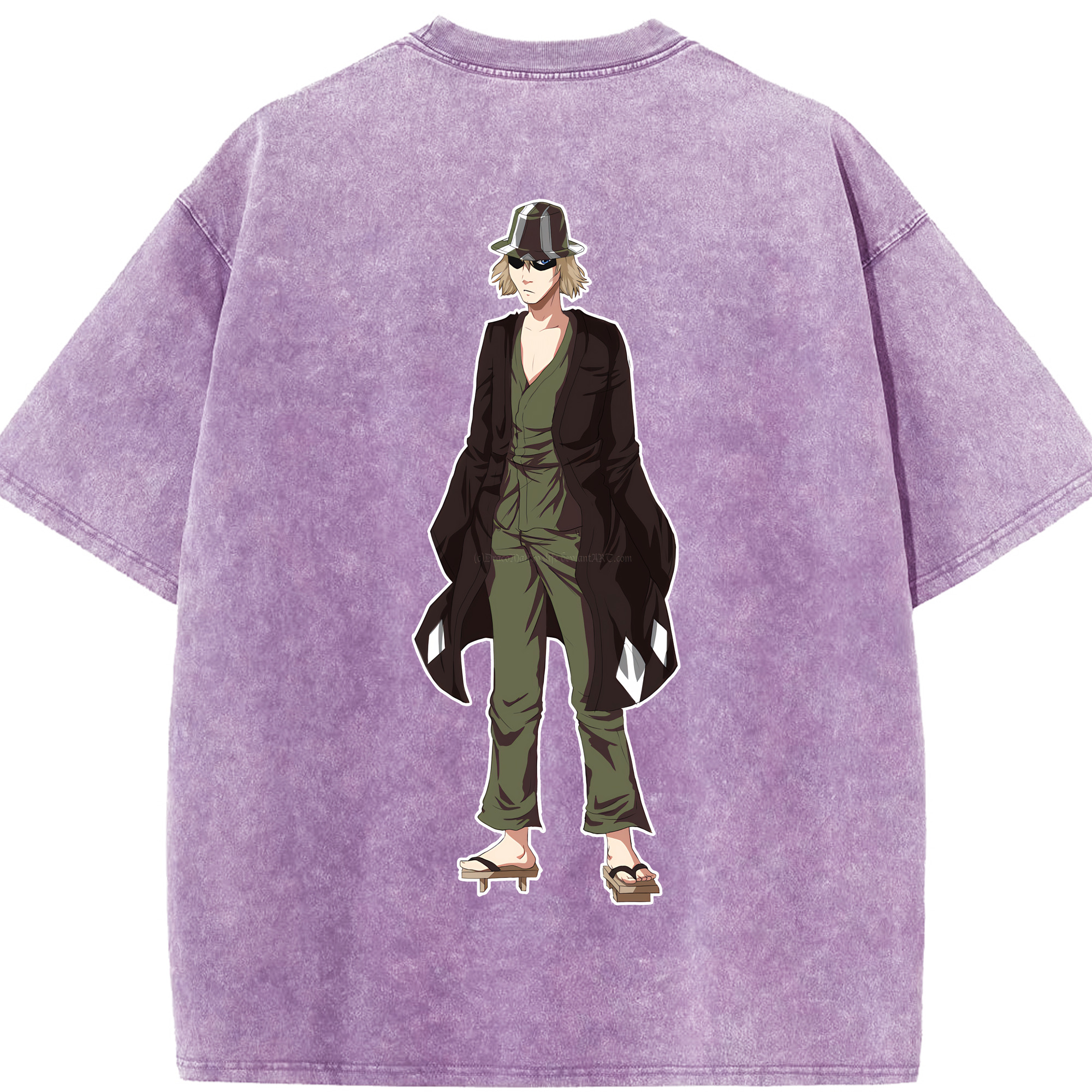 （画像用） "ブリーチ 浦原 喜助（うらはら きすけ） BLEACH Urahara Kisuke " 綿100% ヴィンテージ風 半袖Tシャツ（背面プリント）