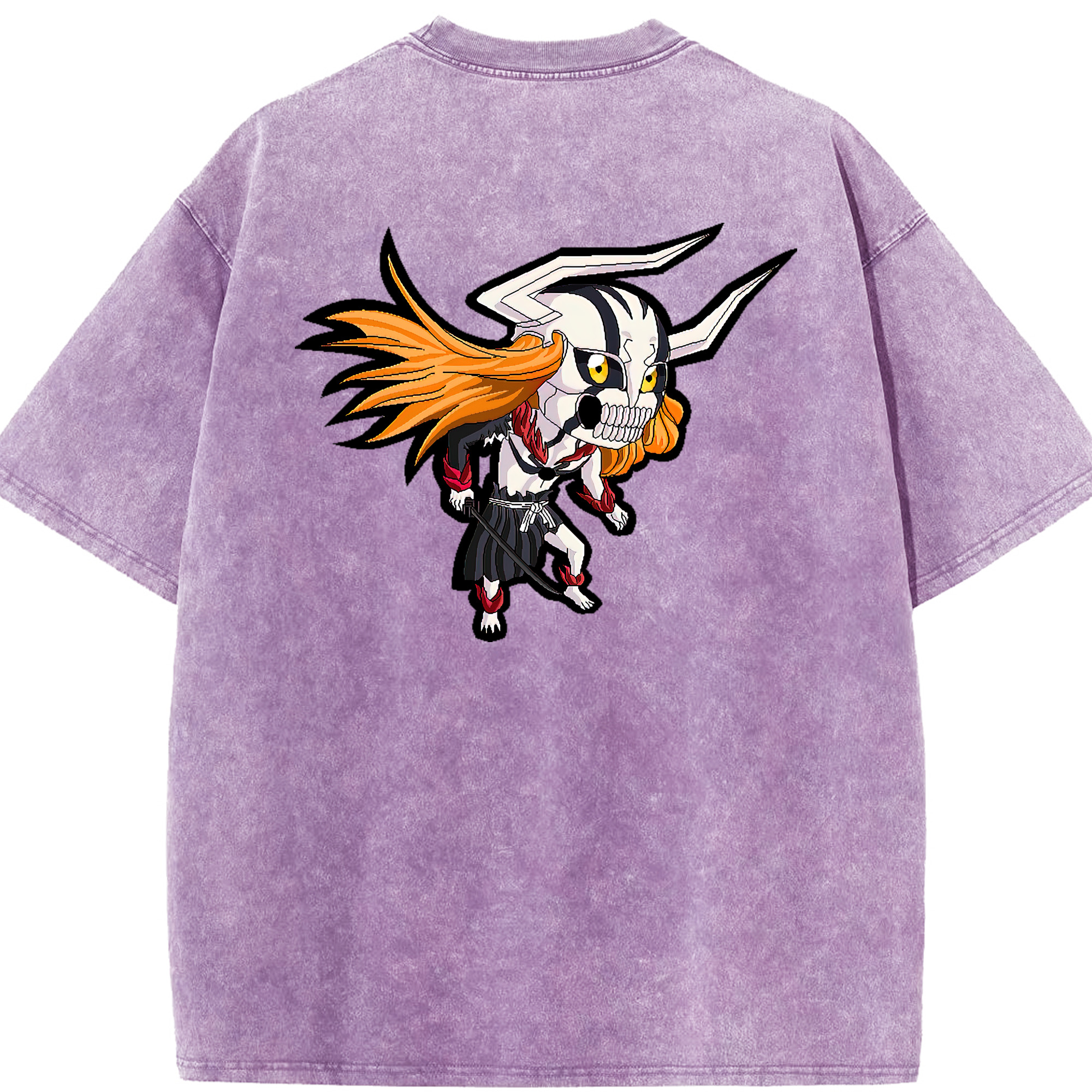 （画像用） ブリーチ 黒崎一護（くろさき いちご）BLEACH Kurosaki Ichigo 綿100% ヴィンテージ風 半袖Tシャツ（背面プリント）