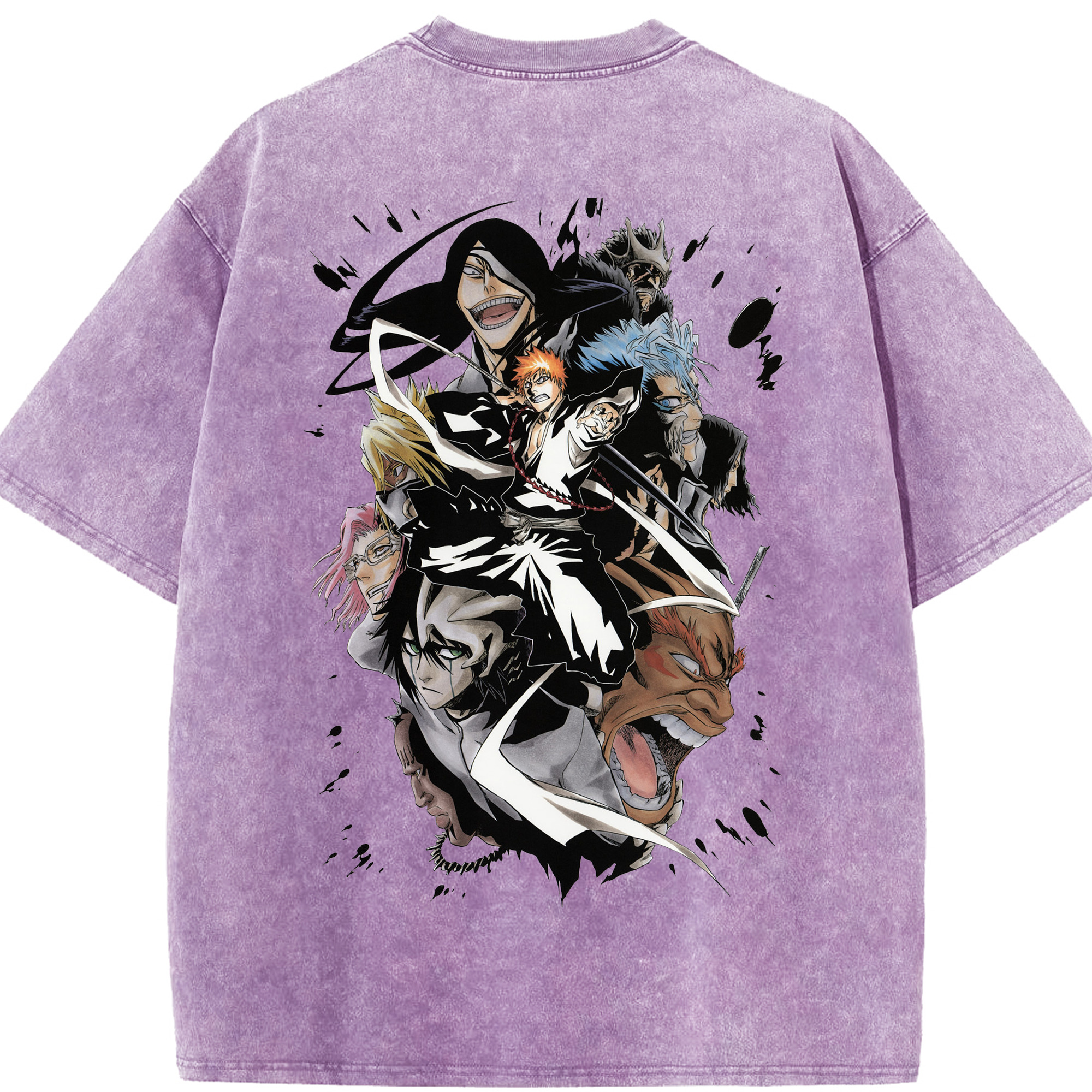 （画像用） ブリーチ 黒崎一護（くろさき いちご）BLEACH Kurosaki Ichigo 綿100% ヴィンテージ風 半袖Tシャツ（背面プリント）