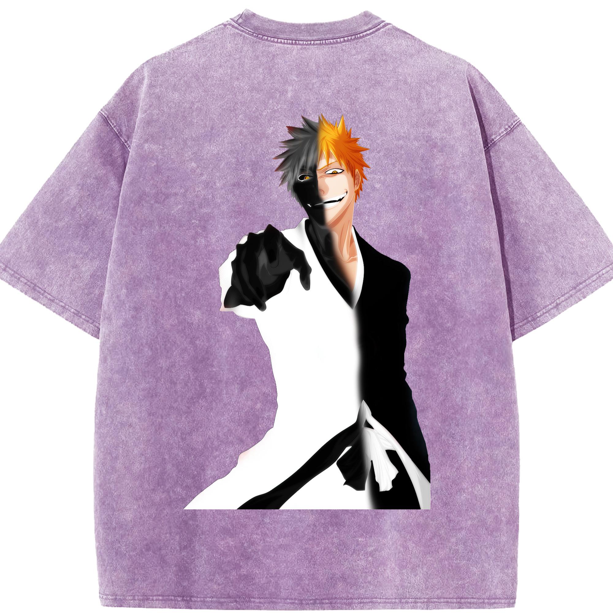 （画像用） ブリーチ 黒崎一護（くろさき いちご）BLEACH Kurosaki Ichigo 綿100% ヴィンテージ風 半袖Tシャツ（背面プリント）