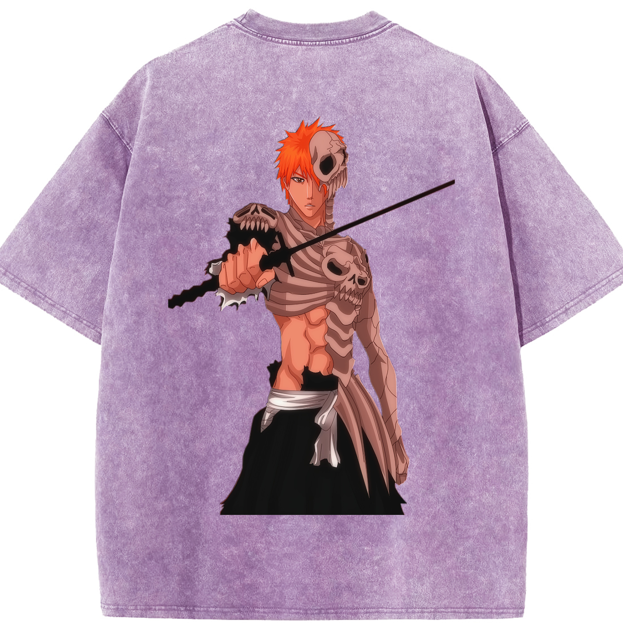 （画像用） ブリーチ 黒崎一護（くろさき いちご）BLEACH Kurosaki Ichigo 綿100% ヴィンテージ風 半袖Tシャツ（背面プリント）