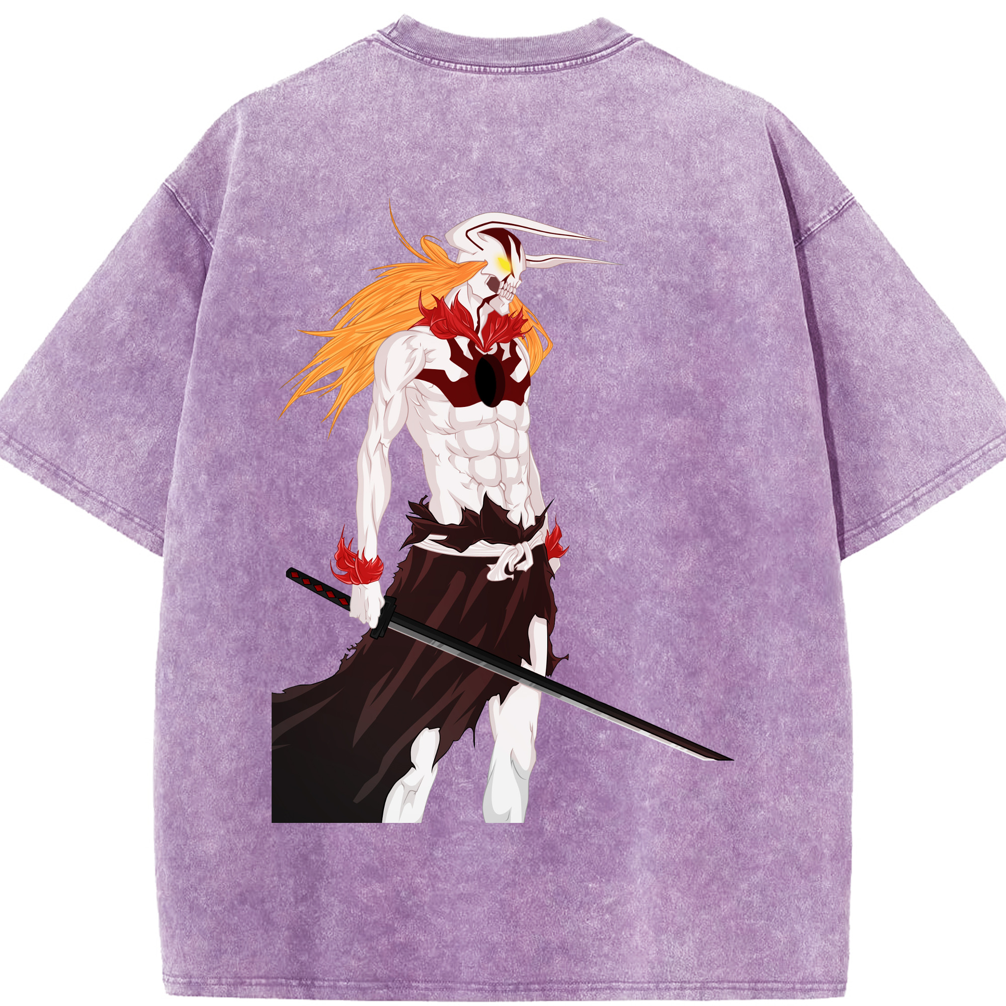 （画像用） ブリーチ 黒崎一護（くろさき いちご）BLEACH Kurosaki Ichigo 綿100% ヴィンテージ風 半袖Tシャツ（背面プリント）