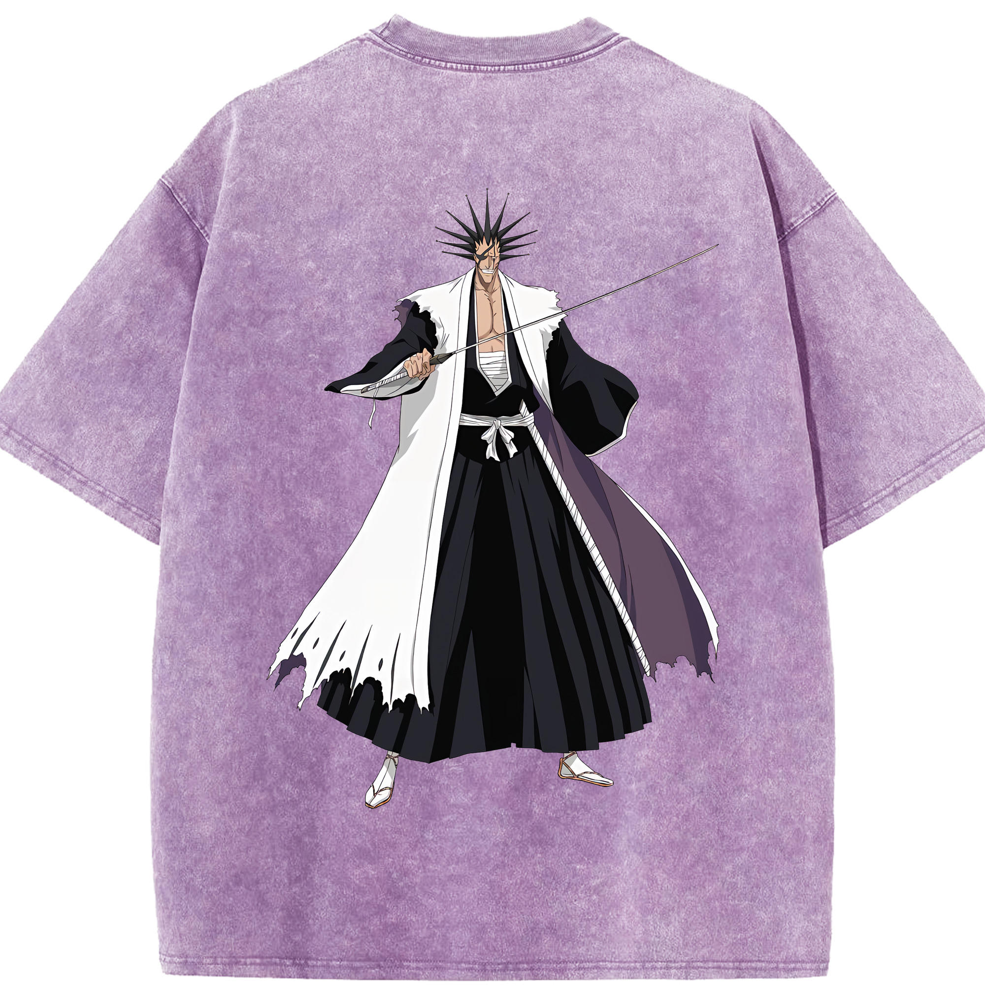 （画像用） ブリーチ ざらき けんぱち BLEACH Zaraki Kenpachi 綿100% ヴィンテージ風 半袖Tシャツ（背面プリント）
