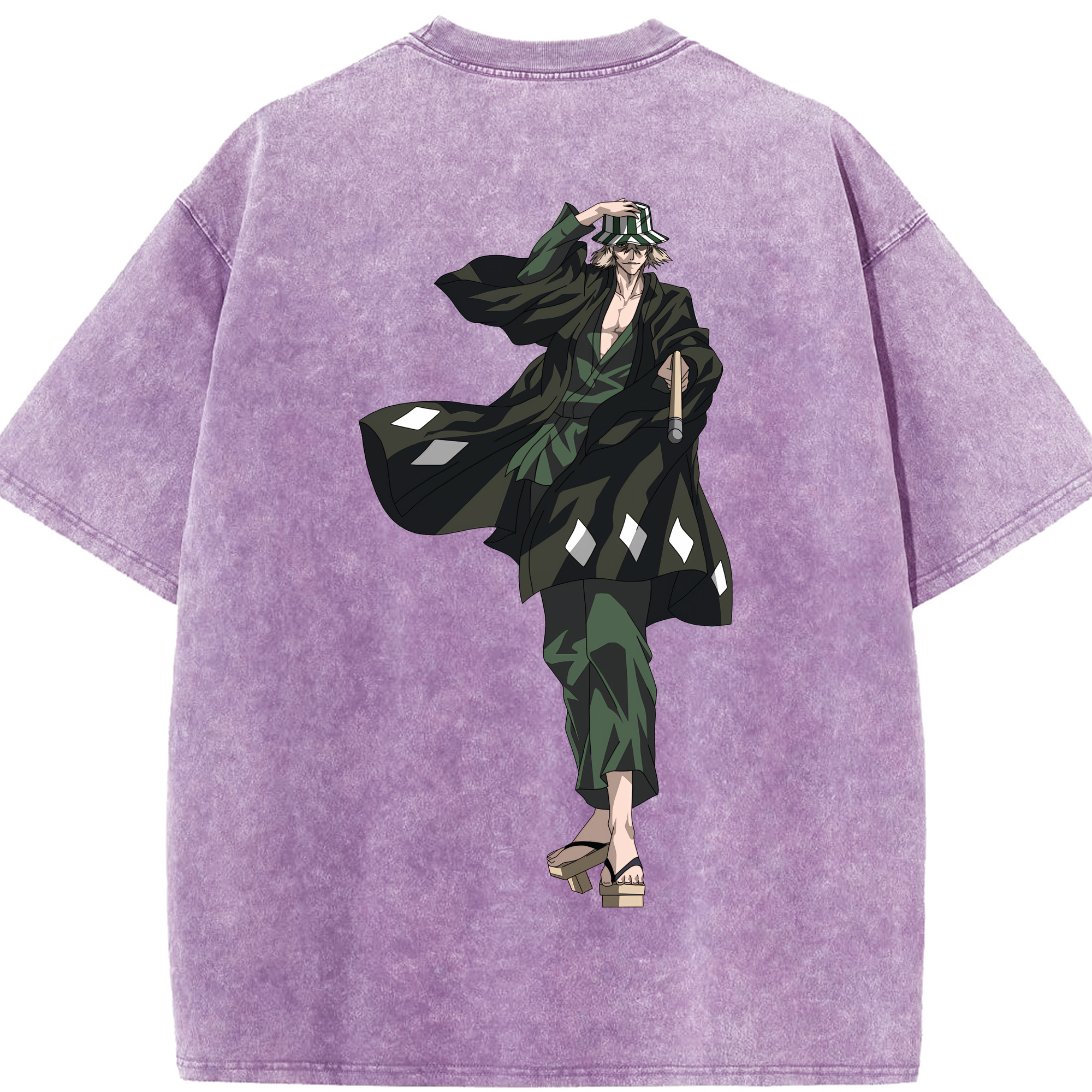 （画像用） "ブリーチ 浦原 喜助（うらはら きすけ） BLEACH Urahara Kisuke " 綿100% ヴィンテージ風 半袖Tシャツ（背面プリント）