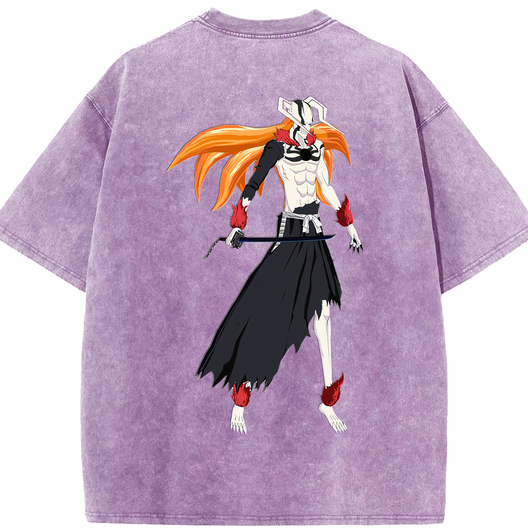 （画像用） ブリーチ 黒崎一護（くろさき いちご）BLEACH Kurosaki Ichigo 綿100% ヴィンテージ風 半袖Tシャツ（背面プリント）
