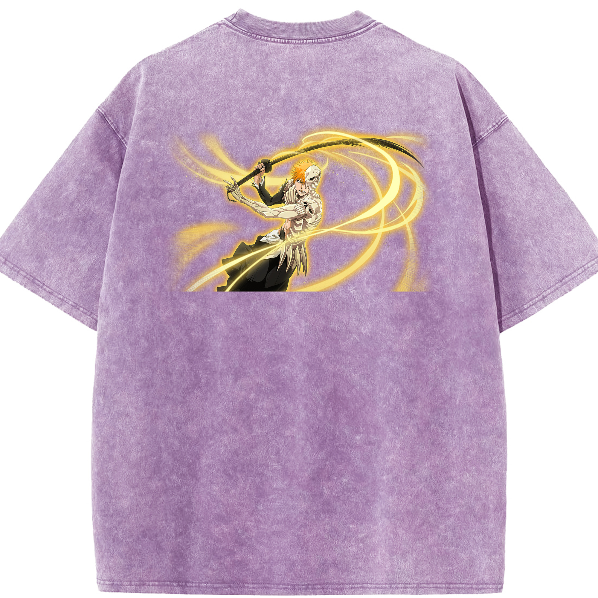 （画像用） ブリーチ 黒崎一護（くろさき いちご）BLEACH Kurosaki Ichigo 綿100% ヴィンテージ風 半袖Tシャツ（背面プリント）