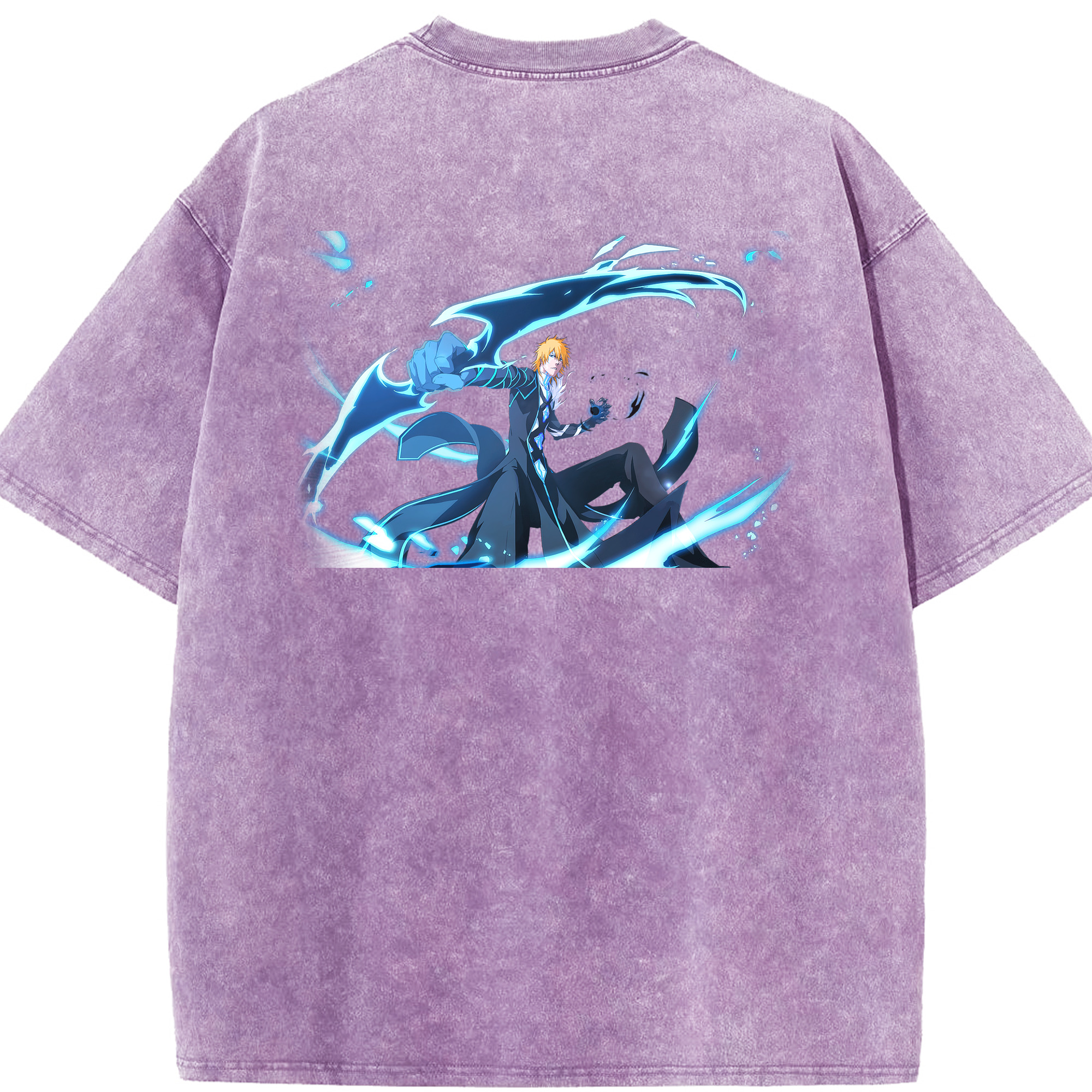 （画像用） ブリーチ 黒崎一護（くろさき いちご）BLEACH Kurosaki Ichigo 綿100% ヴィンテージ風 半袖Tシャツ（背面プリント）