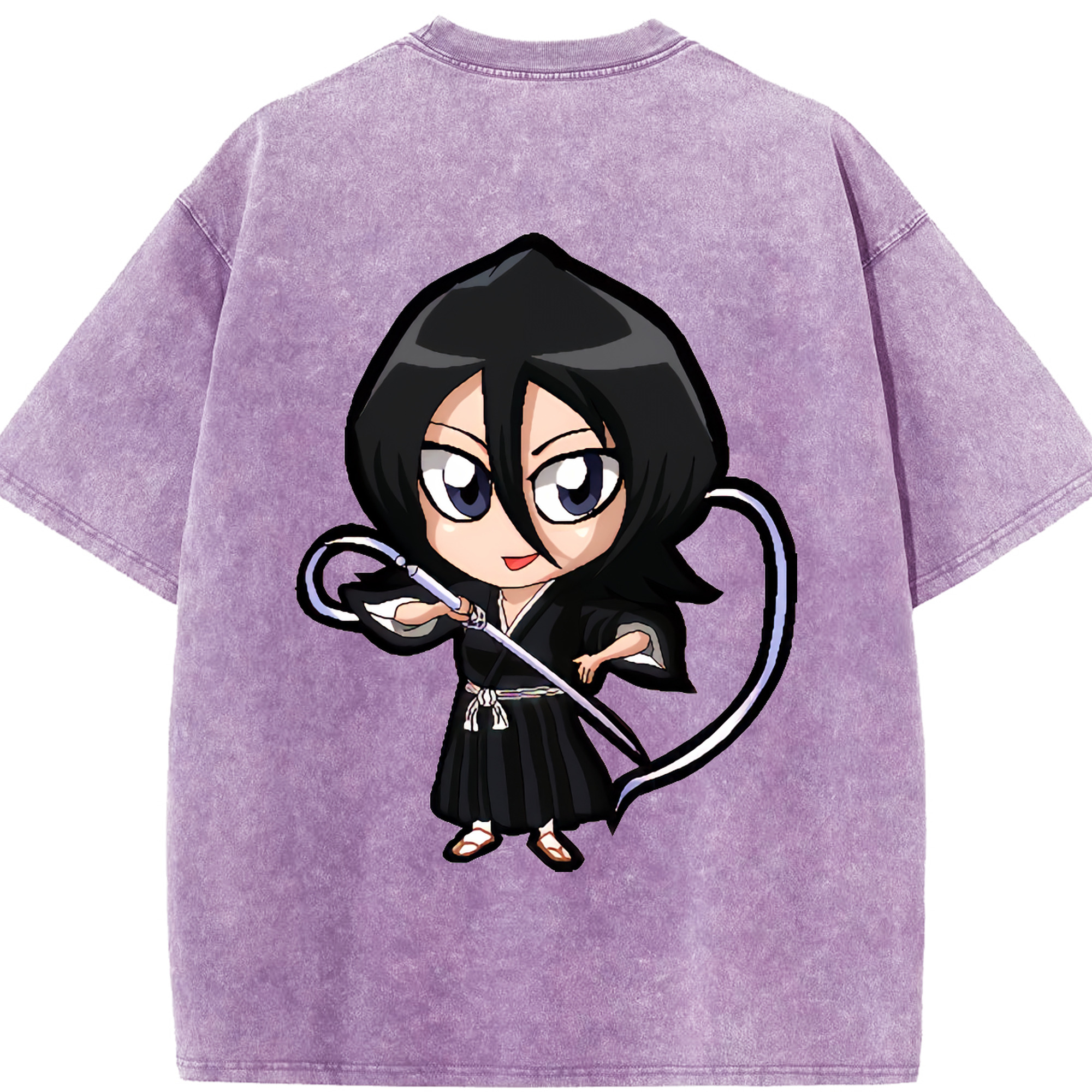 （画像用） ブリーチ 朽木ルキア BLEACH Kuchiki Rukia 綿100% ヴィンテージ風 半袖Tシャツ（背面プリント）