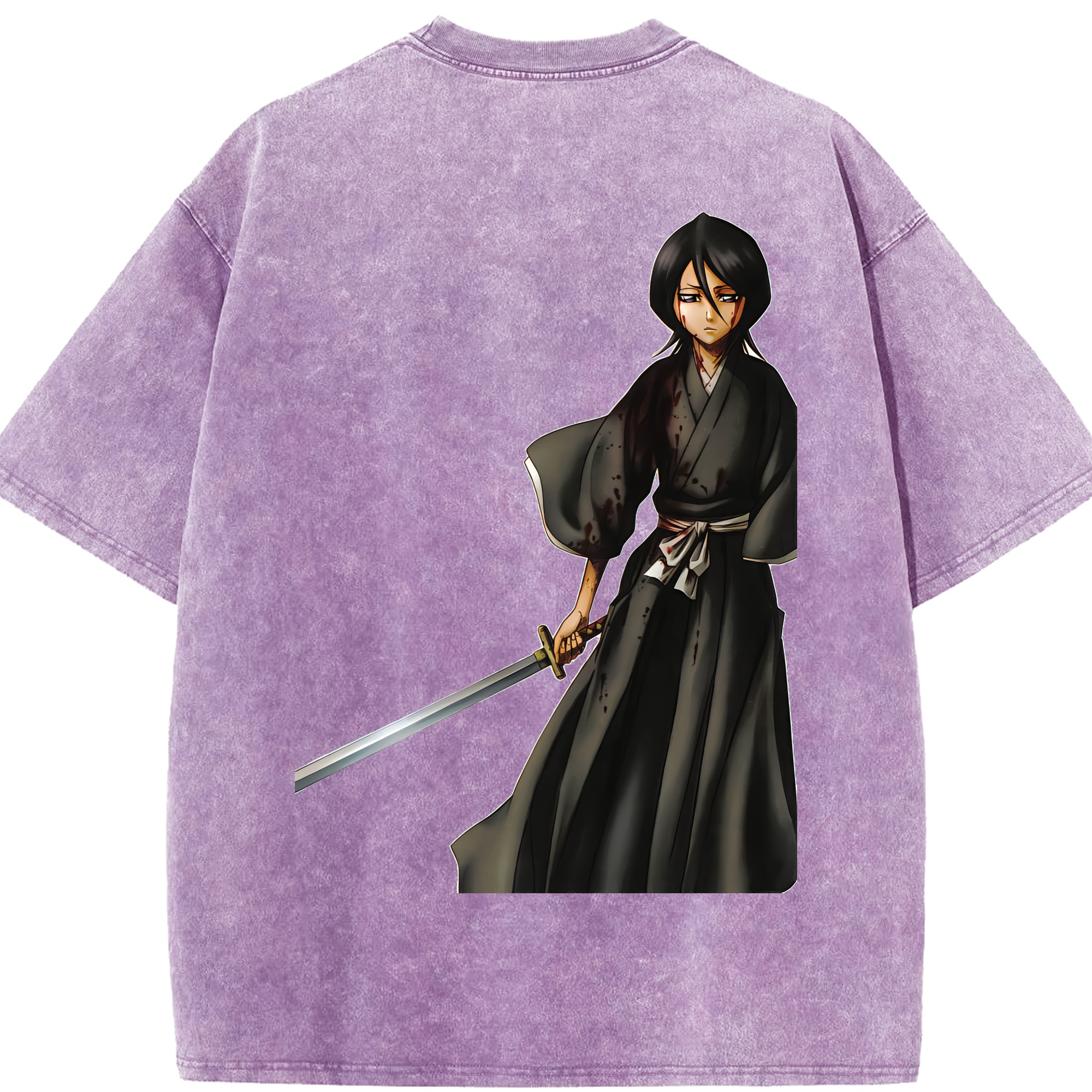 （画像用） ブリーチ 朽木ルキア BLEACH Kuchiki Rukia 綿100% ヴィンテージ風 半袖Tシャツ（背面プリント）