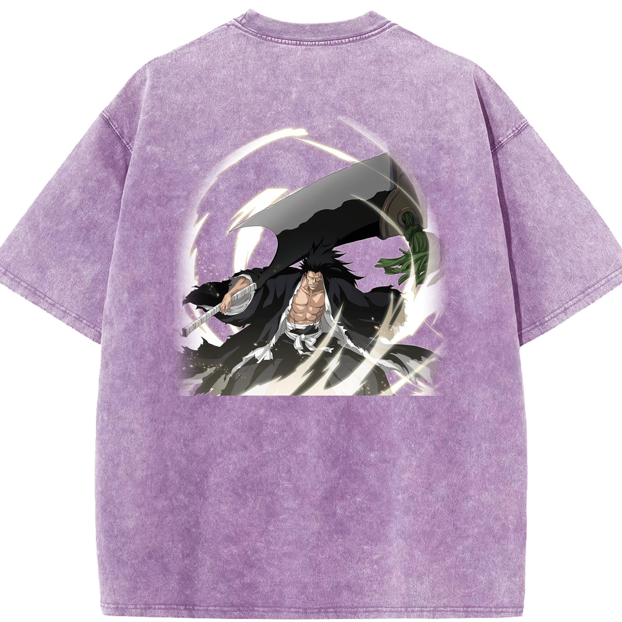 （画像用） ブリーチ ざらき けんぱち BLEACH Zaraki Kenpachi 綿100% ヴィンテージ風 半袖Tシャツ（背面プリント）