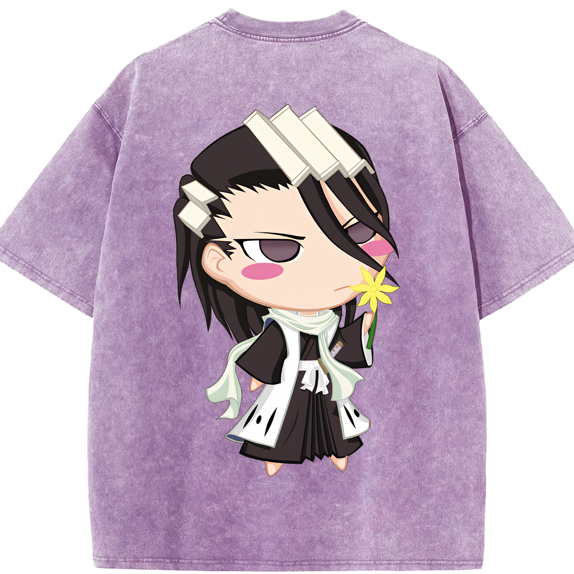 （画像用） ブリーチ くちき びゃくや BLEACH Kuchiki Byakuya 綿100% ヴィンテージ風 半袖Tシャツ（背面プリント）