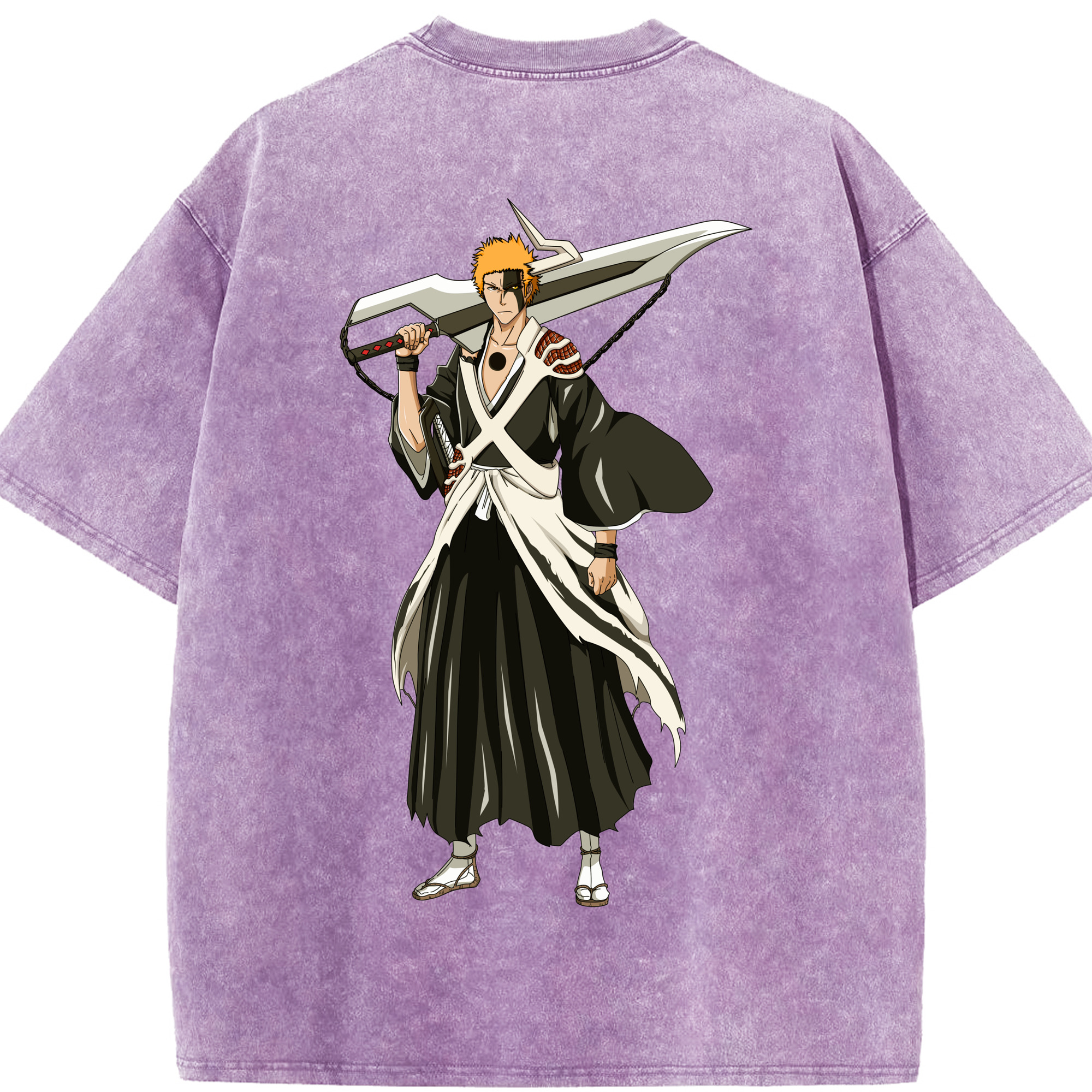 （画像用） ブリーチ 黒崎一護（くろさき いちご）BLEACH Kurosaki Ichigo 綿100% ヴィンテージ風 半袖Tシャツ（背面プリント）