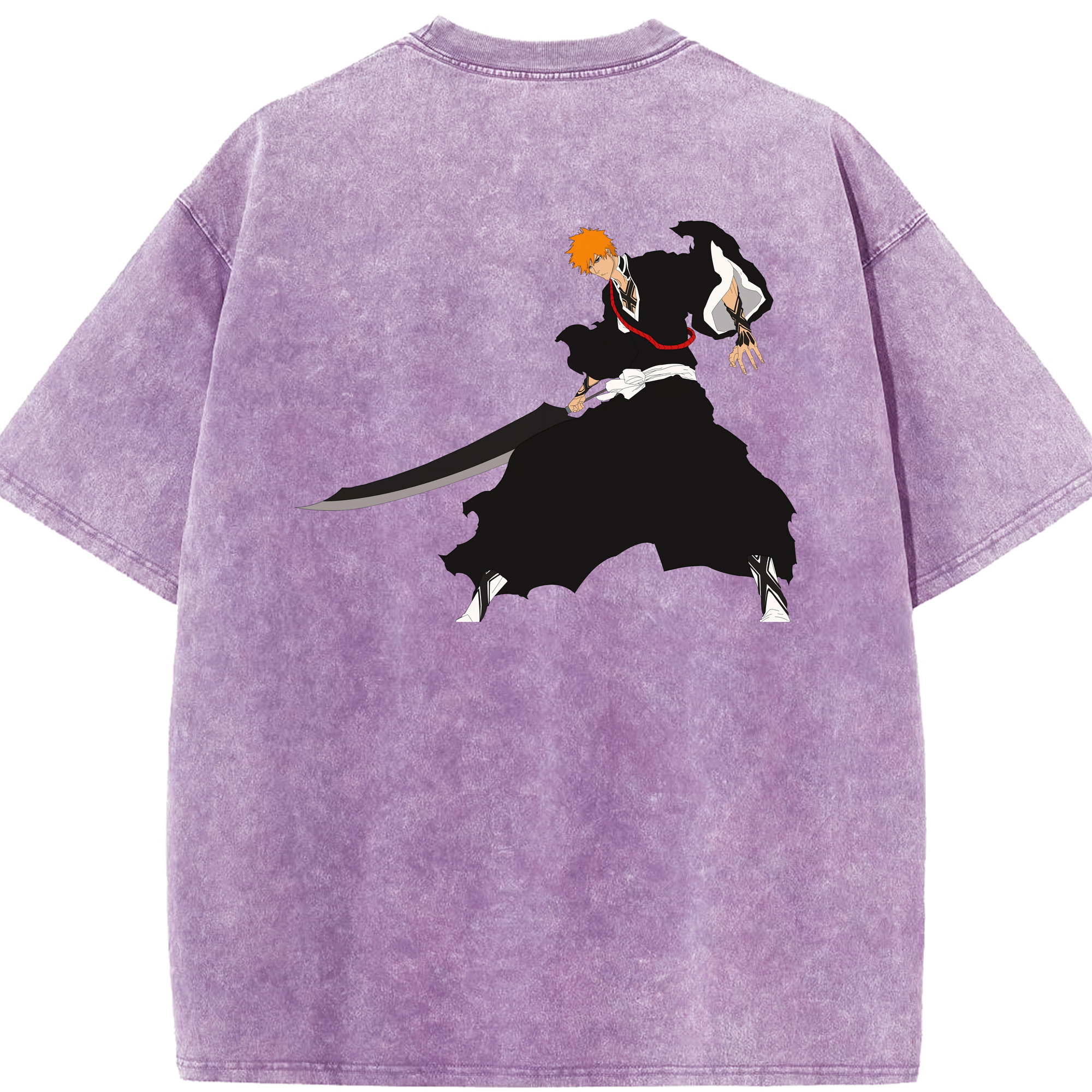（画像用） ブリーチ 黒崎一護（くろさき いちご）BLEACH Kurosaki Ichigo 綿100% ヴィンテージ風 半袖Tシャツ（背面プリント）