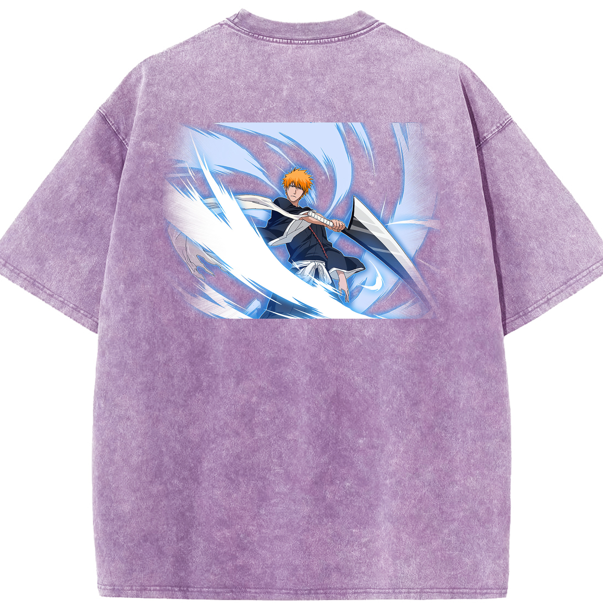 （画像用） ブリーチ 黒崎一護（くろさき いちご）BLEACH Kurosaki Ichigo 綿100% ヴィンテージ風 半袖Tシャツ（背面プリント）