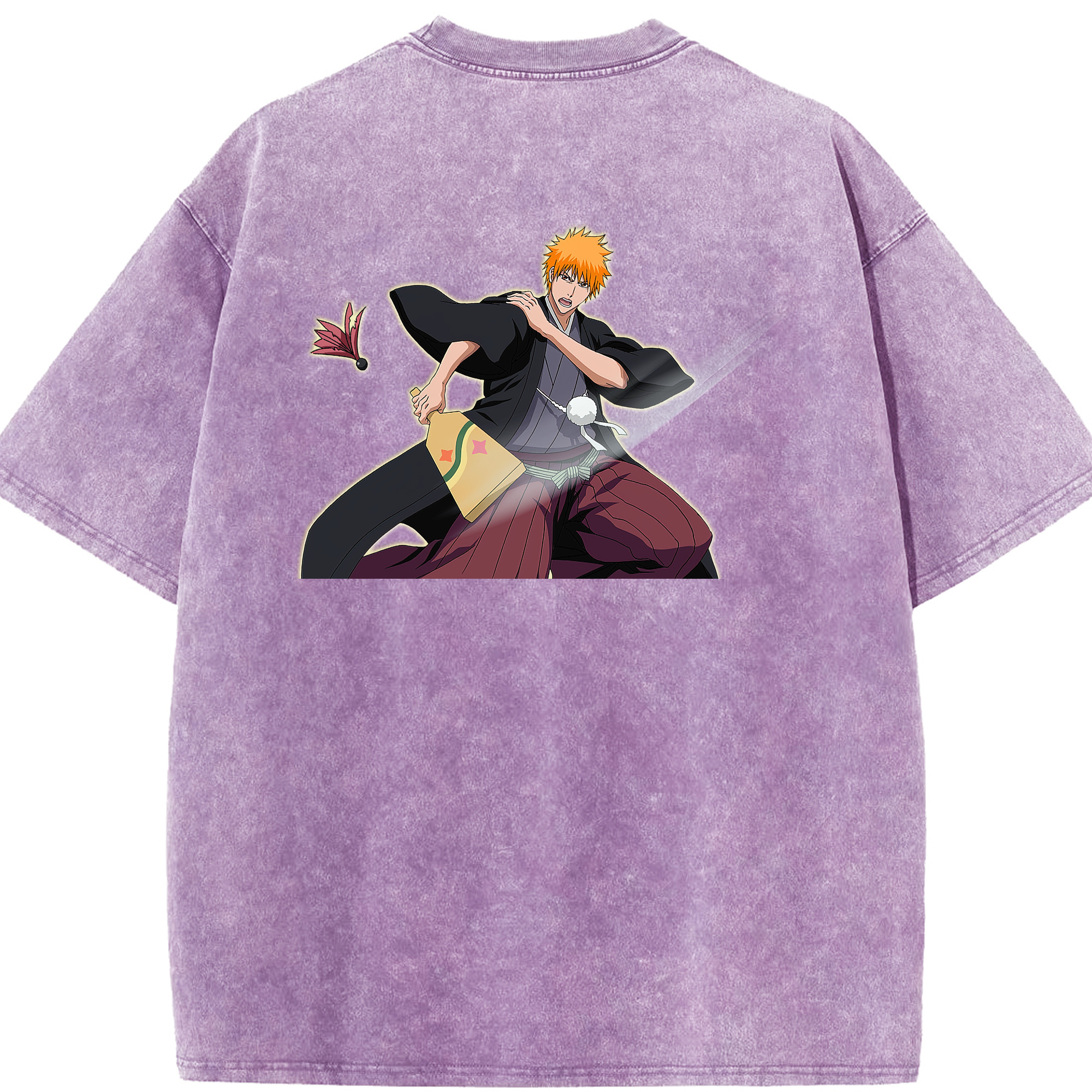 （画像用） ブリーチ 黒崎一護（くろさき いちご）BLEACH Kurosaki Ichigo 綿100% ヴィンテージ風 半袖Tシャツ（背面プリント）