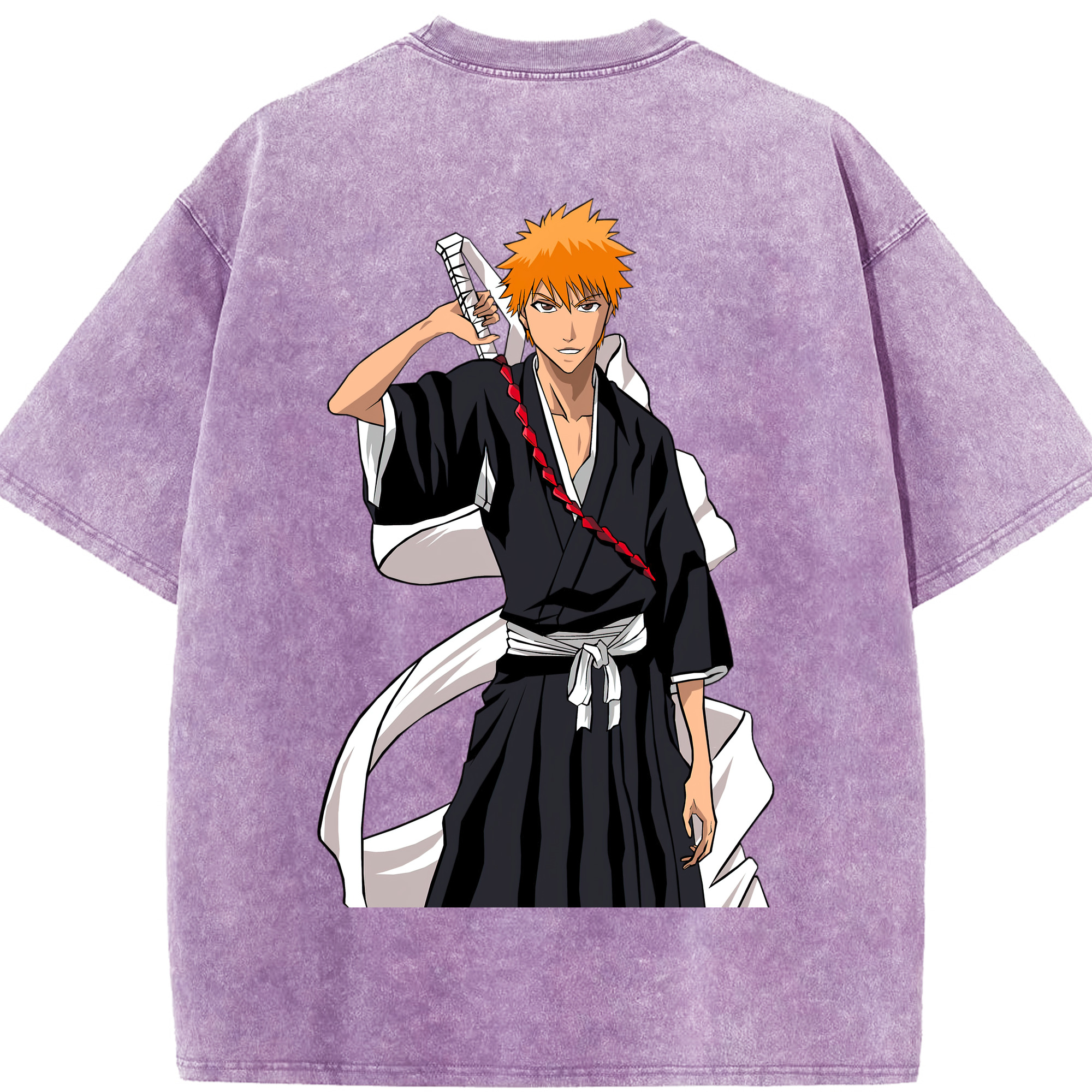 （画像用） ブリーチ 黒崎一護（くろさき いちご）BLEACH Kurosaki Ichigo 綿100% ヴィンテージ風 半袖Tシャツ（背面プリント）
