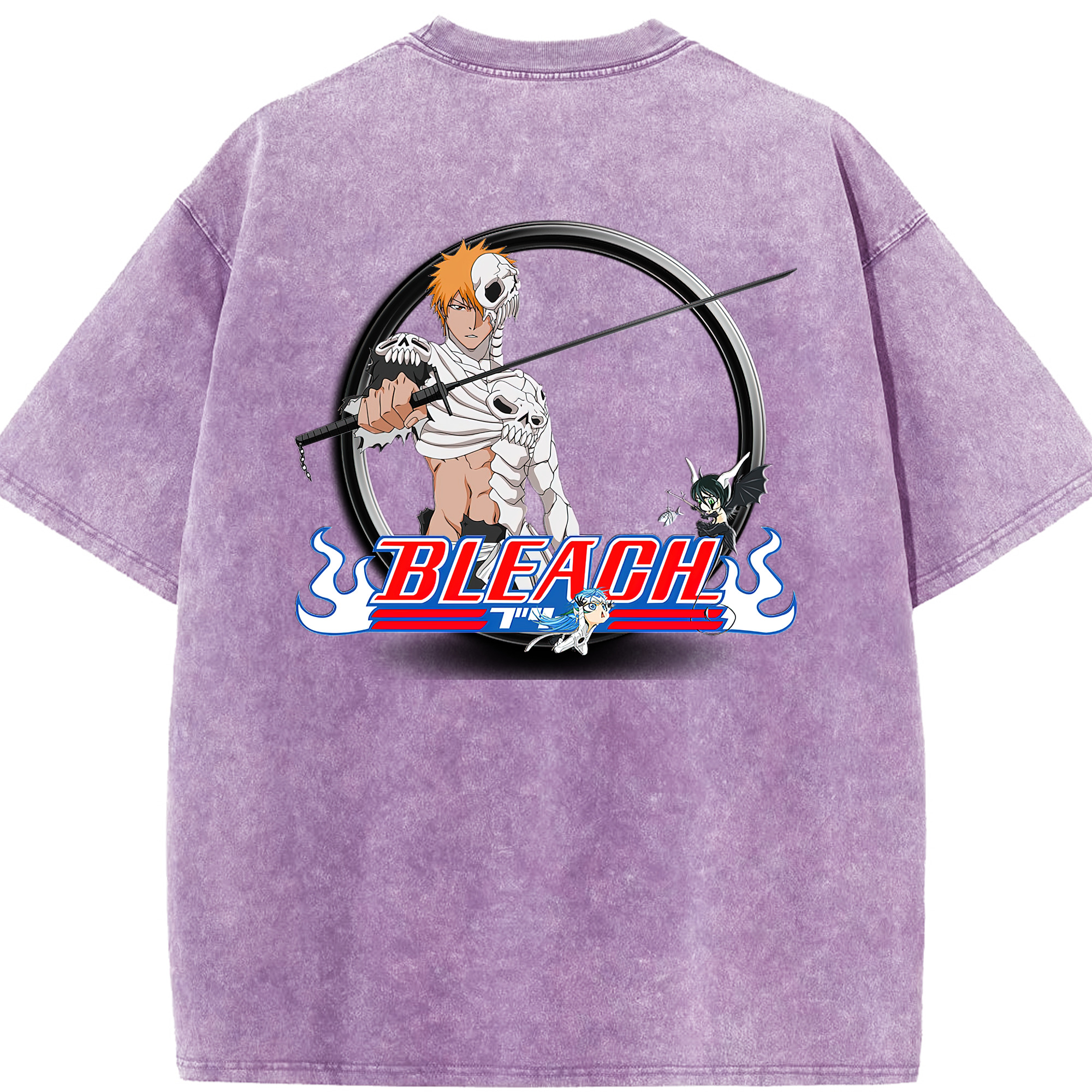 （画像用） ブリーチ 黒崎一護（くろさき いちご）BLEACH Kurosaki Ichigo 綿100% ヴィンテージ風 半袖Tシャツ（背面プリント）