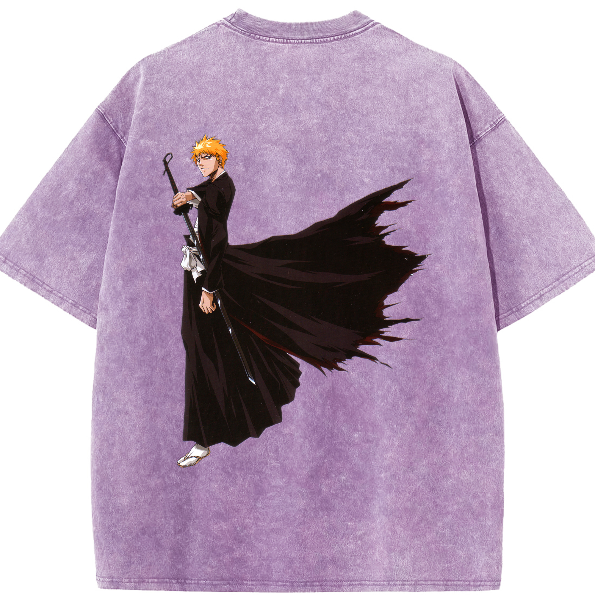 （画像用） ブリーチ 黒崎一護（くろさき いちご）BLEACH Kurosaki Ichigo 綿100% ヴィンテージ風 半袖Tシャツ（背面プリント）