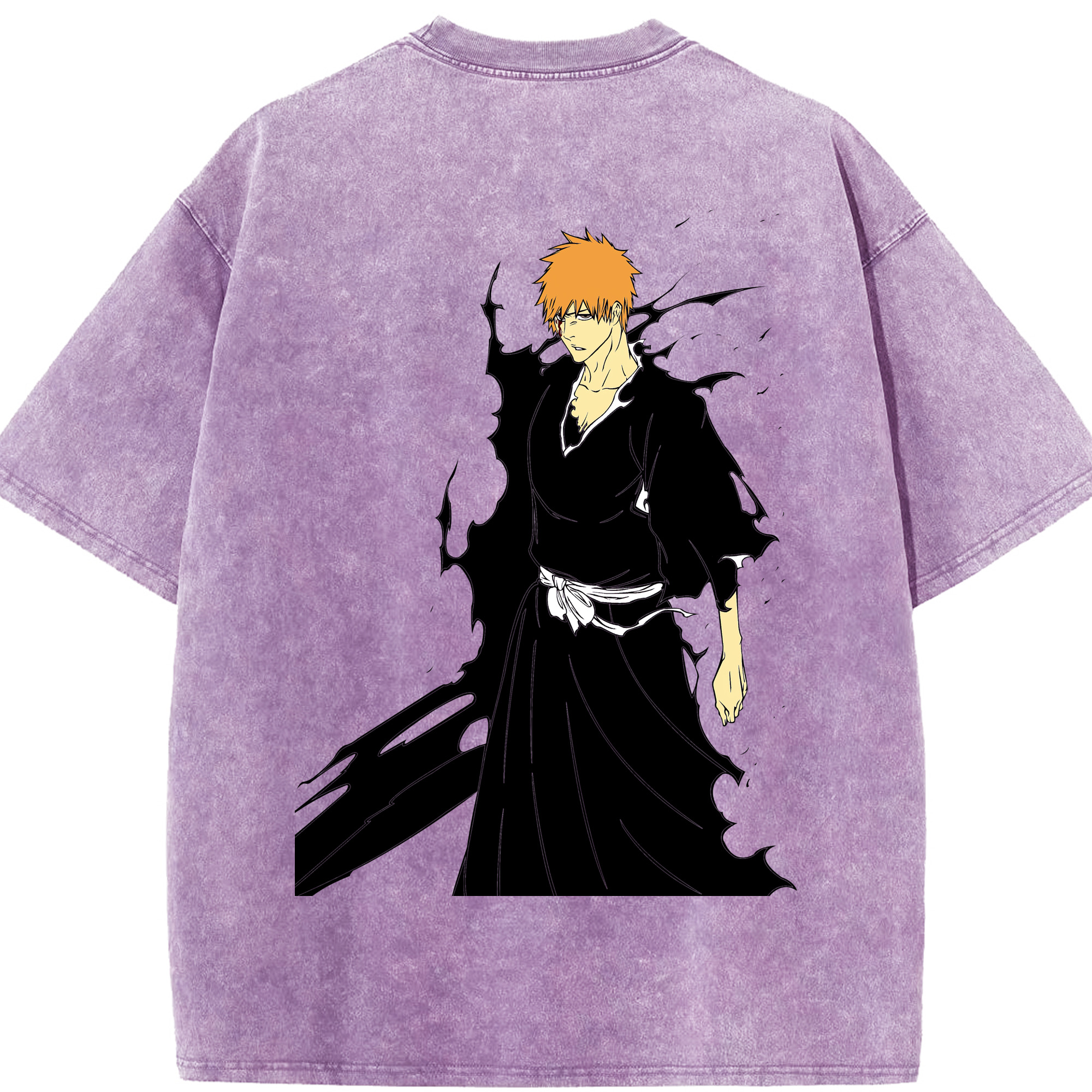 （画像用） ブリーチ 黒崎一護（くろさき いちご）BLEACH Kurosaki Ichigo 綿100% ヴィンテージ風 半袖Tシャツ（背面プリント）