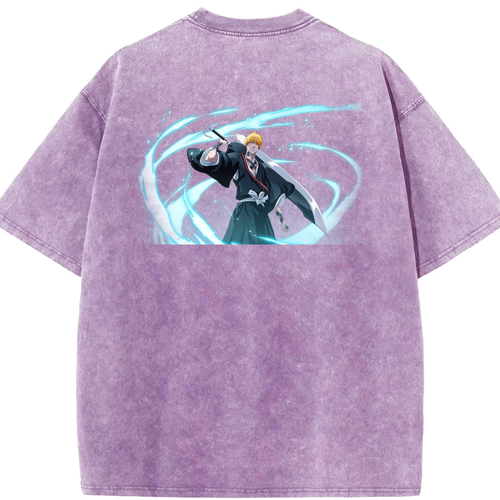 （画像用） ブリーチ 黒崎一護（くろさき いちご）BLEACH Kurosaki Ichigo 綿100% ヴィンテージ風 半袖Tシャツ（背面プリント）
